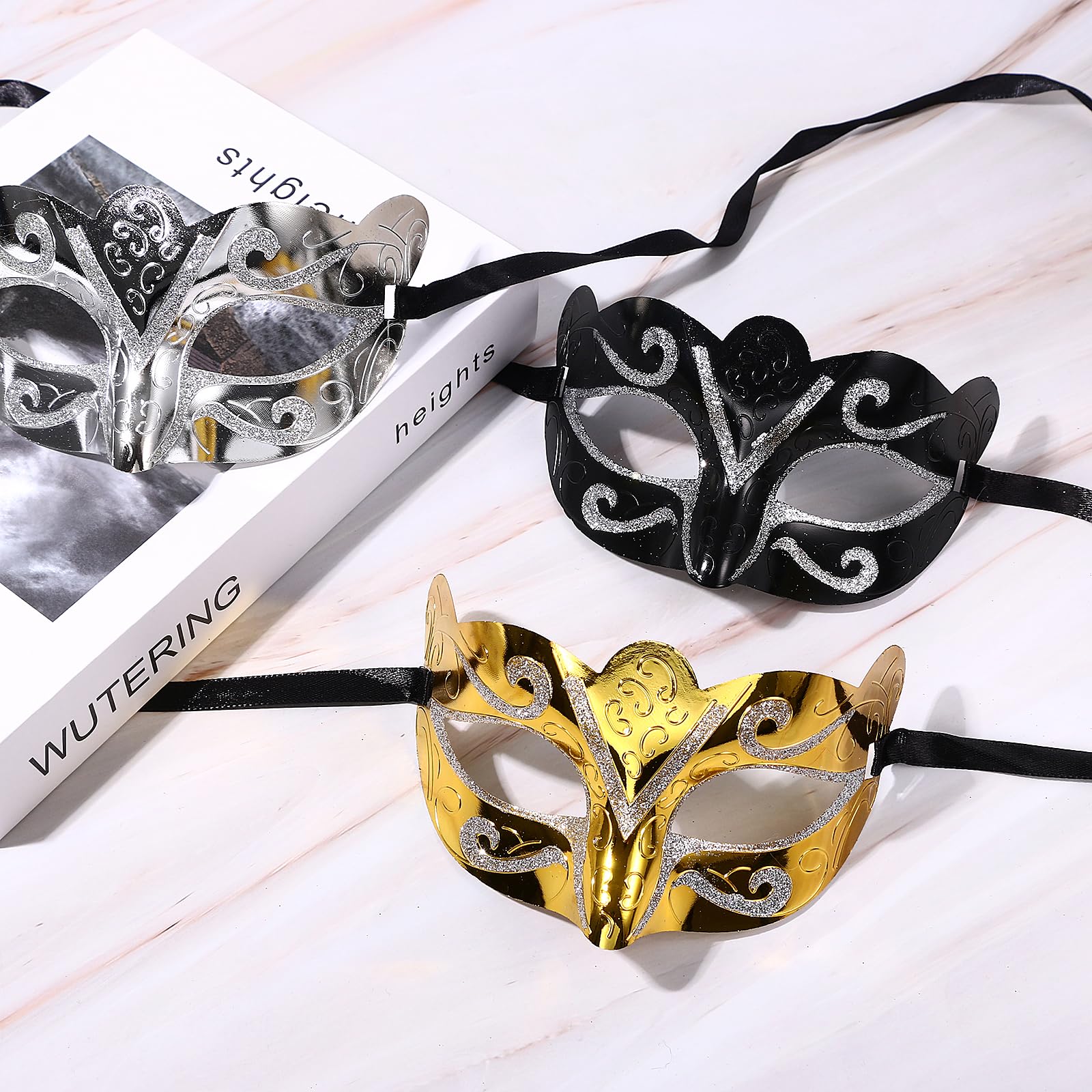 Oidea Masquerade Mask for Couples: Ultra-Thin Glittery Carnival Venetian Mask Halloween Mardi Gras Costume Mascarade Ball Party Masks for Women and Men Silver - Image 4
