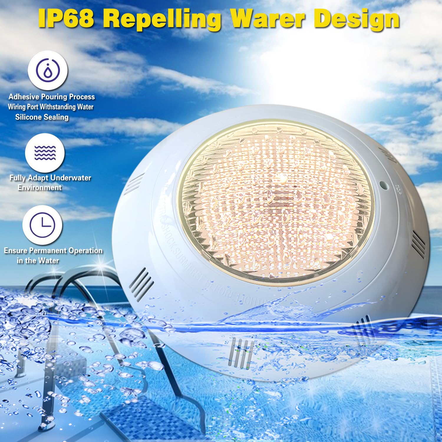 B·LED BARCELONA LED - Foco LED para piscina de superficie 12V AC - 24W - Sumergible - IP68 - Blanco Cálido