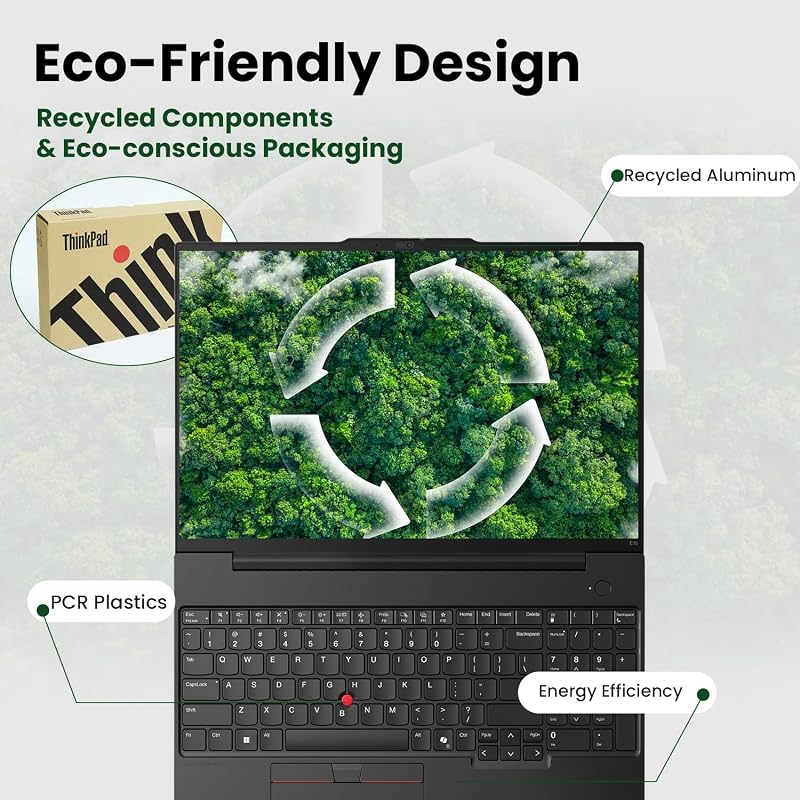 Lenovo ThinkPad E16 Business AI Laptop, 16" FHD+ Touchscreen, Intel Core Ultra 7 155U, 64GB DDR5, 2TB SSD, Fingerprint, Backlit, HDMI, 1080p Webcam, Wi-Fi 6, Windows 11 Pro, Bundle 7-in-1 USB-C Hub image 7