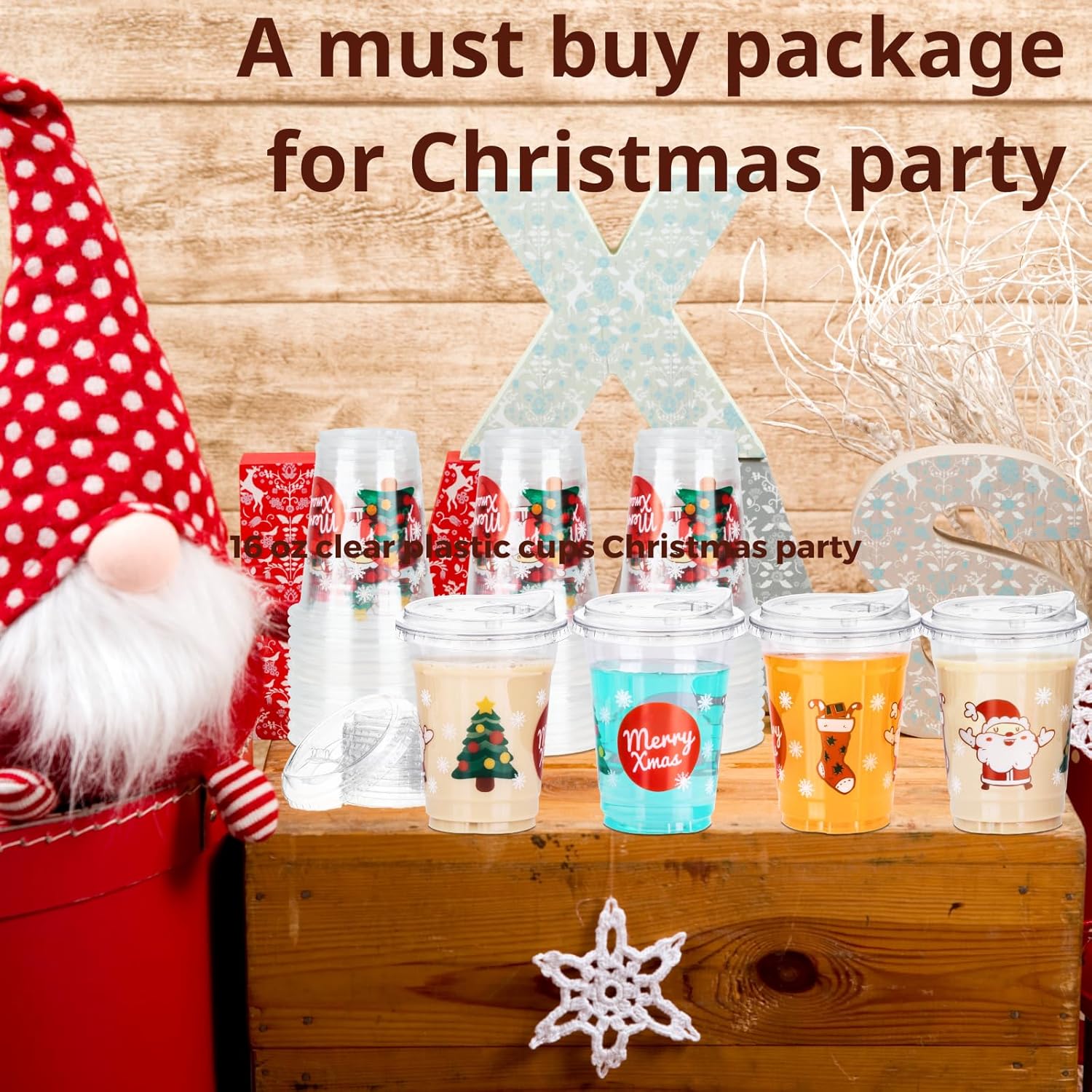 Aatriet 16 oz Christmas Cups Plastic Coffee Cups with Lids, Christmas Cup Disposable 25 Sets, Xmas holiday Party Supply for Iced Coffee & Drinks, To Go Cups - Image 7