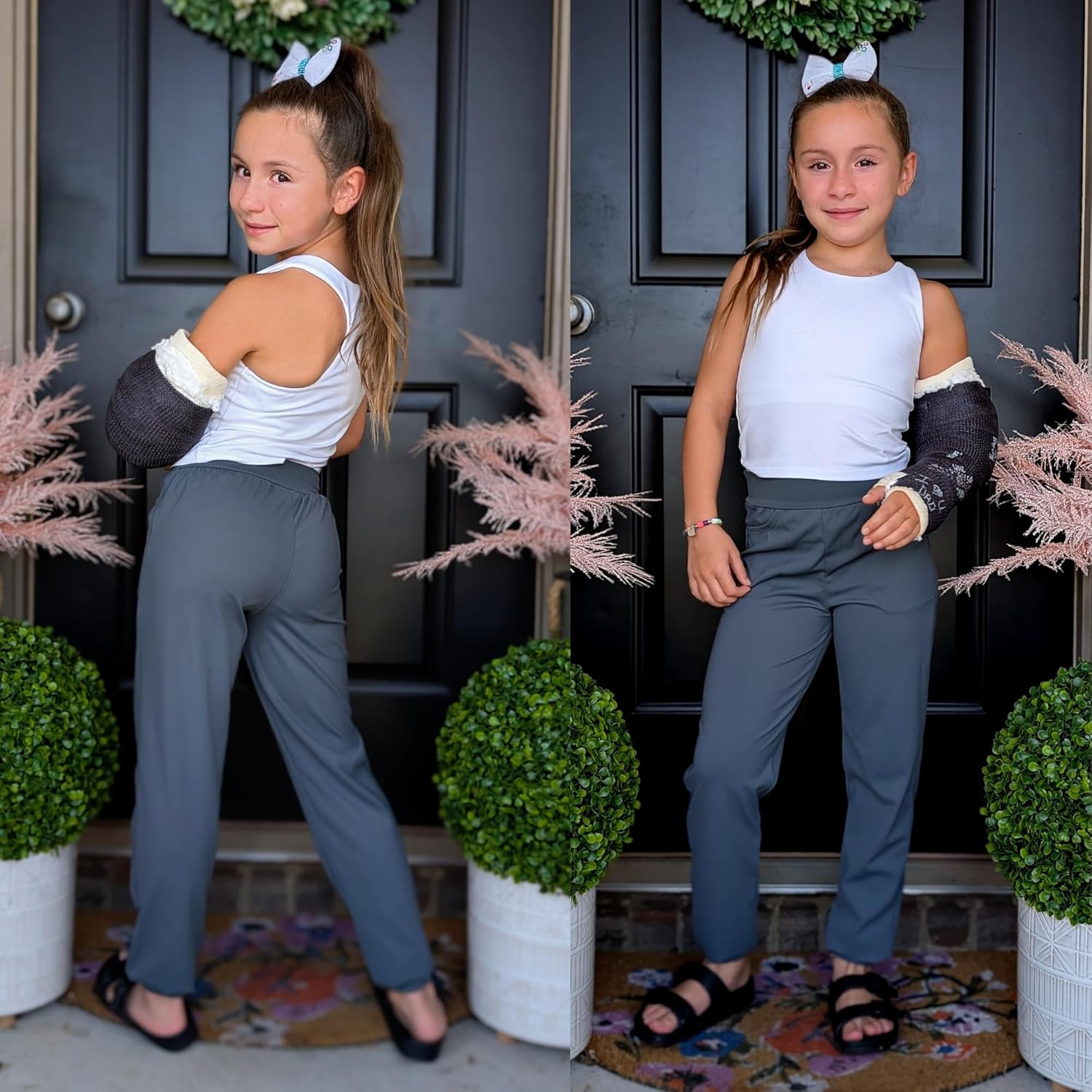 BIG ELEPHANT 3 Pack Girls Joggers with Pockets, High Waisted Kids Athletic Pants for Yoga Running - Image 3