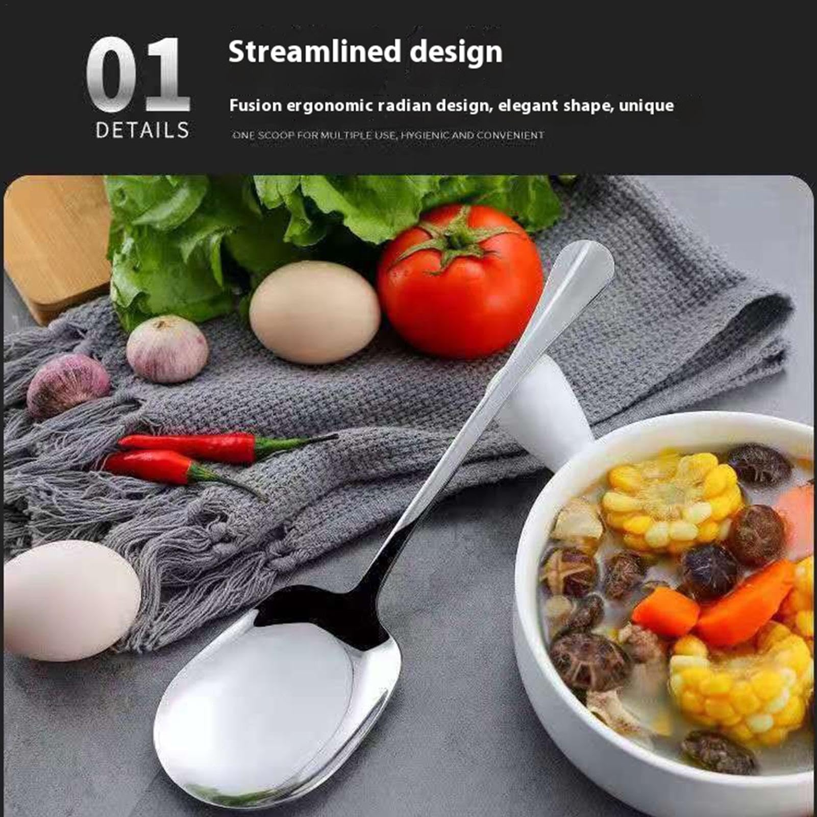 Grote lepels voor serveren,grote serveerlepels - Extra grote rijstlepels - Ergonomische metalen serveerlepel, keukenbestek, saladeserveergerei voor pasta, borden