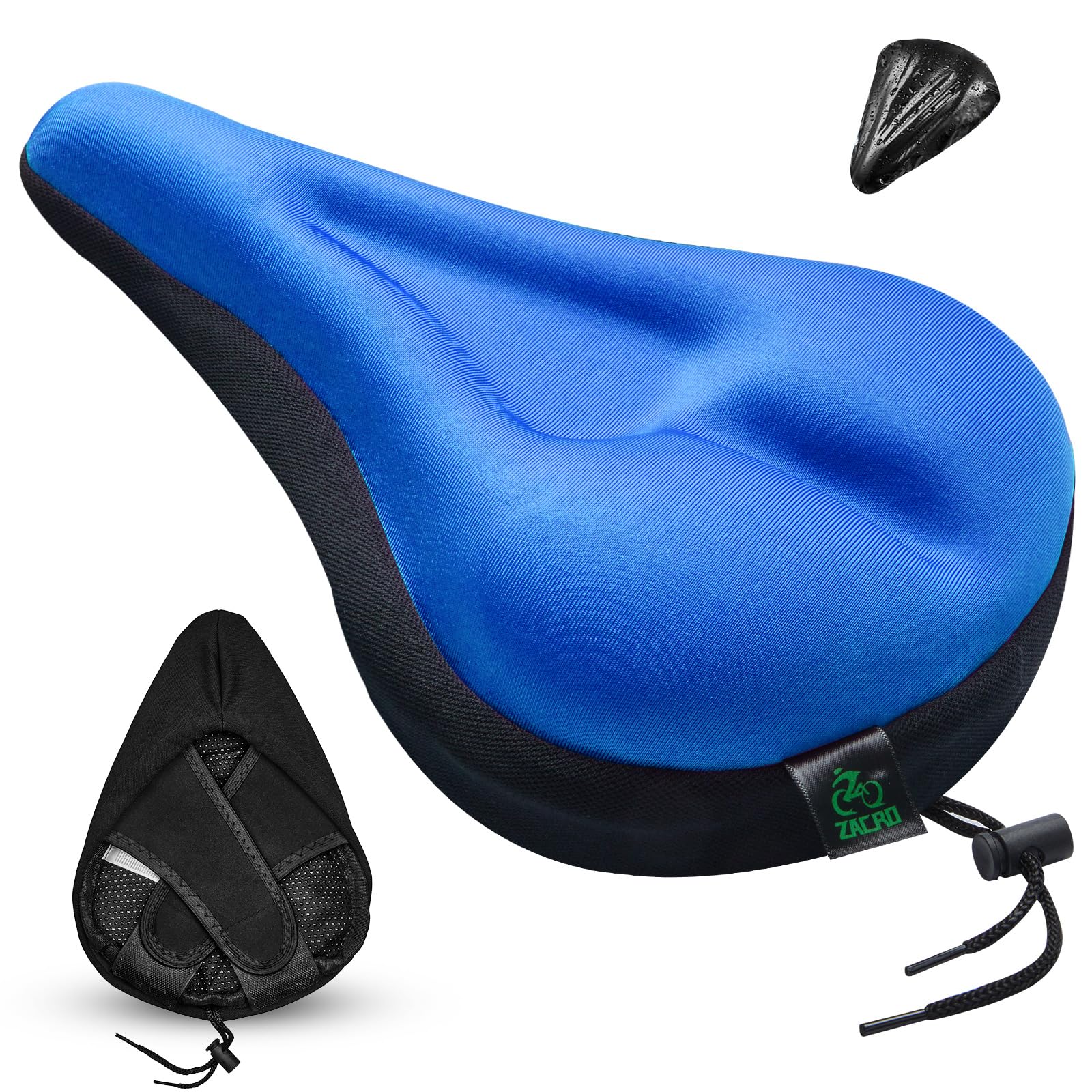 Zacro Bike Seat Cushion - Gel Padded Bike Seat Cover for Men Women, Extra Soft Exercise Bicycle Cushion Fit for Peloton, Spin Stationary Exercise, Cycling Bike with Adjustable Velco Secure. (11"x7")