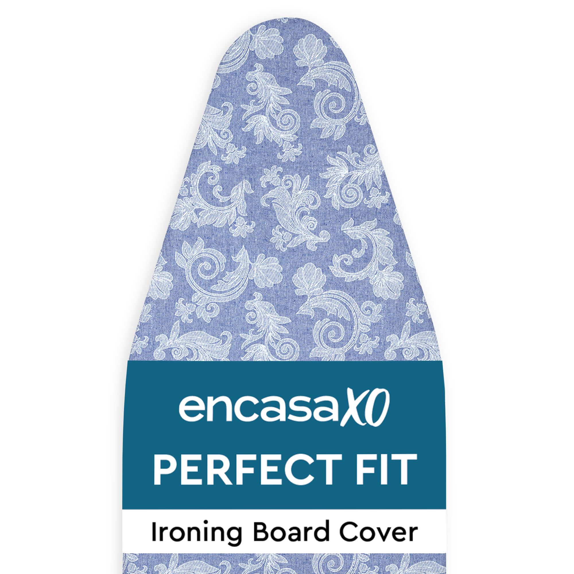 Encasa XO Ironing Board Cover, Thick Felt Pad, Cotton 44"x13" Blue