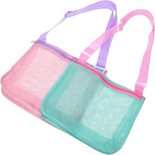 ibasenice 2pcs Beach Toy Net Bag Beach Tote Bag Beach Toys for Kids Tote Bag for Beach Outside Toys Net Bag for Sand Toys Beach Mesh Bag Beach Bag Kids Accessory Wear-resistant Shell Bag Toy