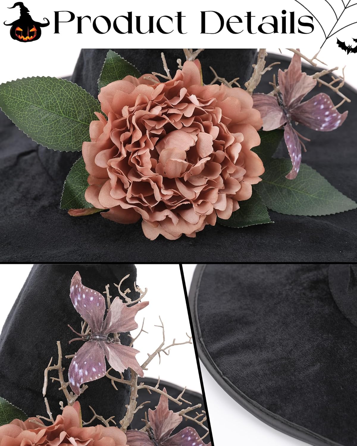 Witches Hat Women Adult - Halloween Costume Witch Hats Woodland Renaissance Accessories - Image 5