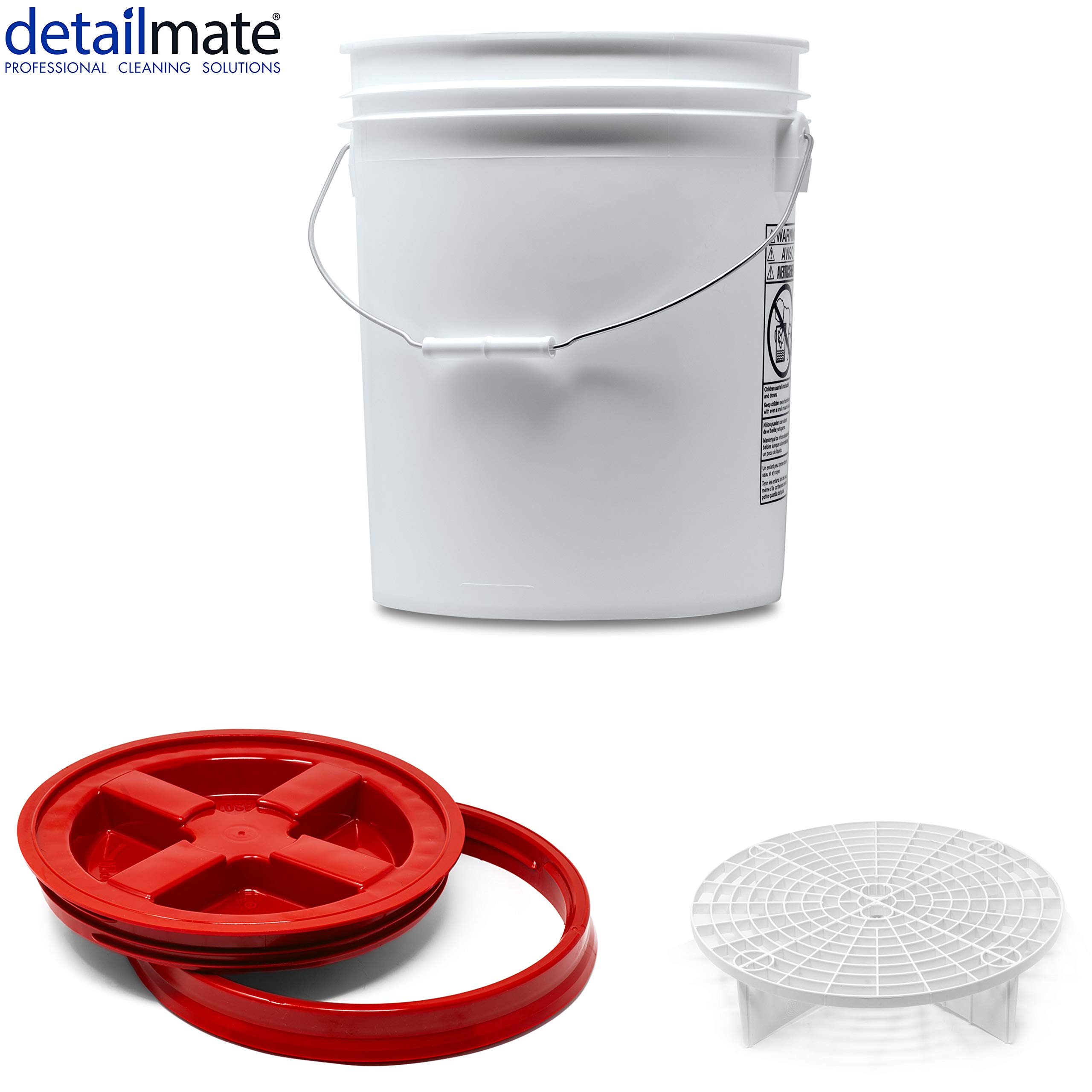 Seau de lavage professionnel détaillé fabriqué par GritGuard : 5 g (env. Gamma Seal Plaque de nettoyage pour évier 20 l, Weiß, Rouge