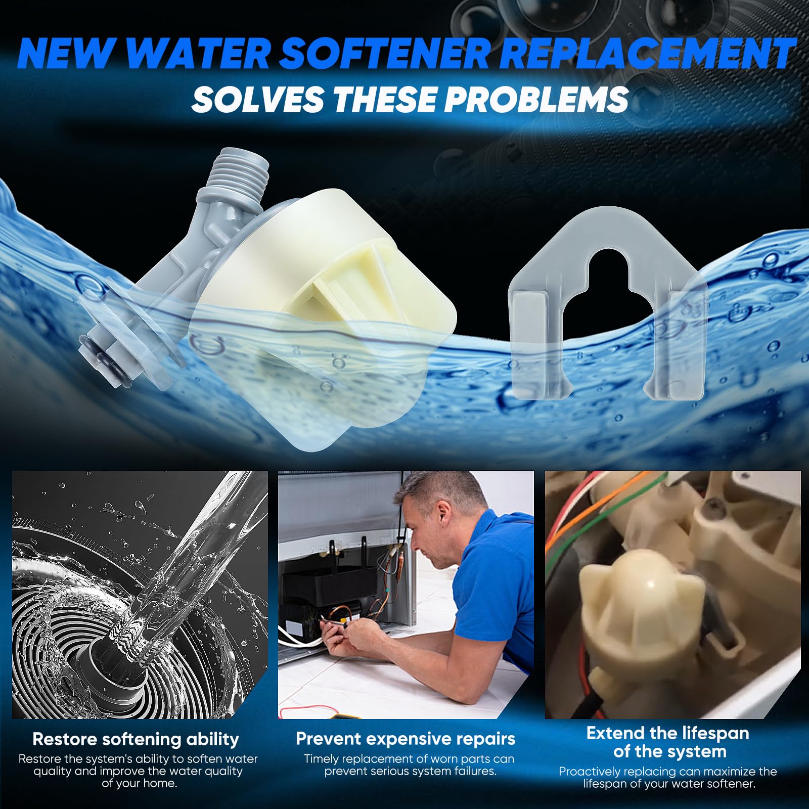 Water Softener Nozzle and Venturi Assembly Replacement for GE, Kenmore, Whirlpool Water Softener Cleaner Systems | Compatible with OE# 7187065, 7214969, 7165704 | Easy Install, High Performance - 5