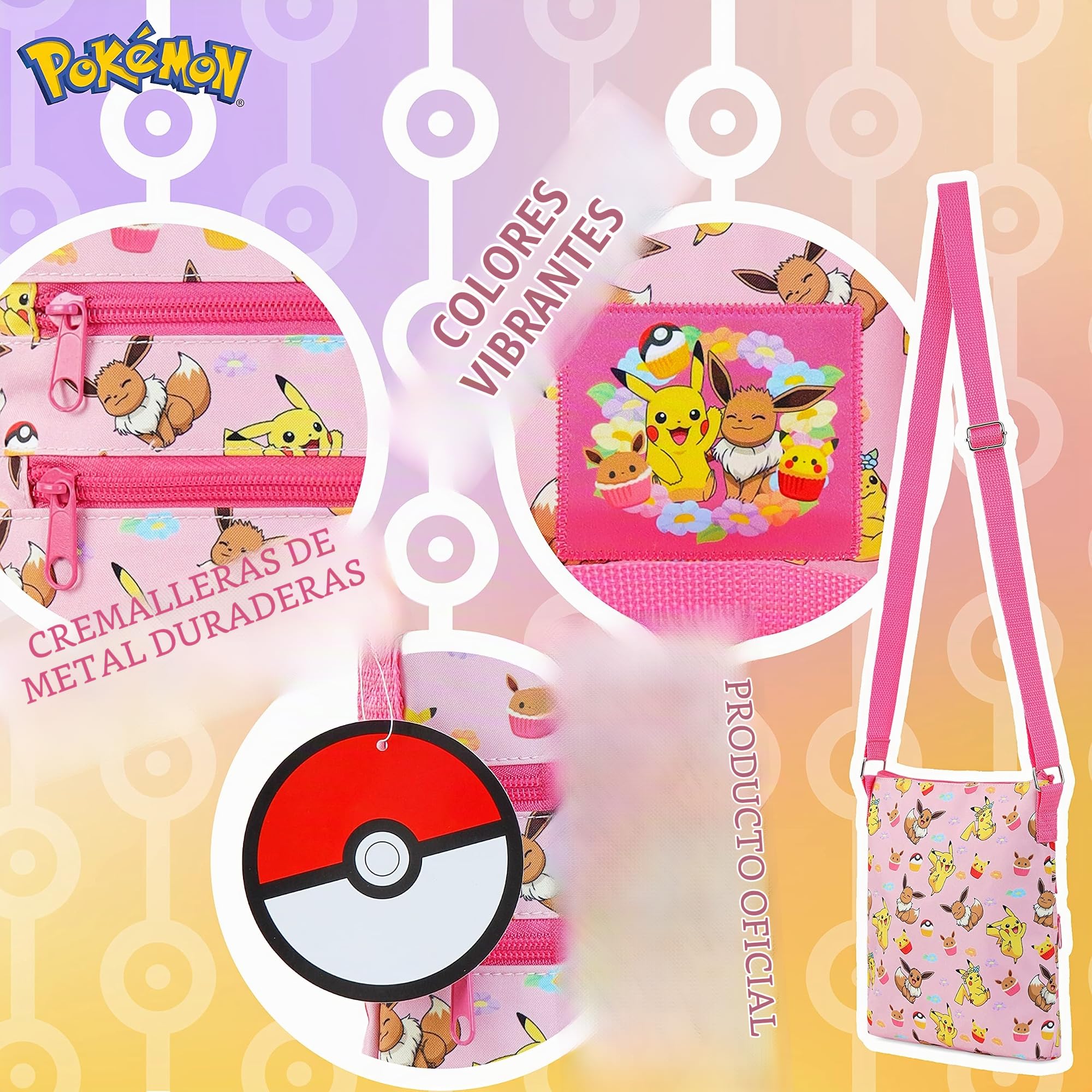 Pokemon Bolso bandolera Pikachu 3D para niños, adolescentes, viajes, vacaciones, regalos de anime