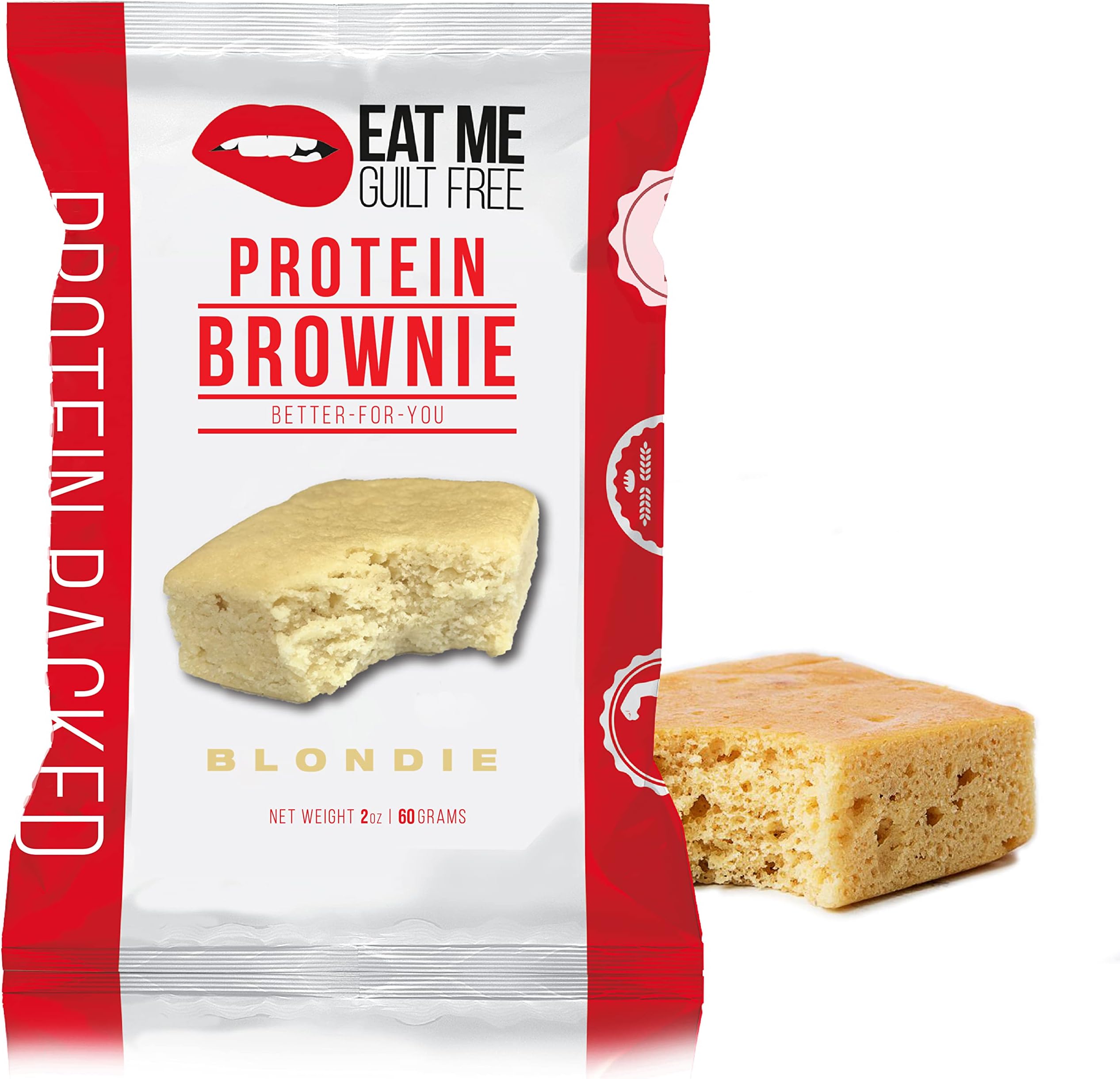Eat Me Guilt Free Protein Brownie โ Low Carb, Low Sugar, Keto-Friendly Brownies โ 12 Count, Vanilla Blondie Brownie