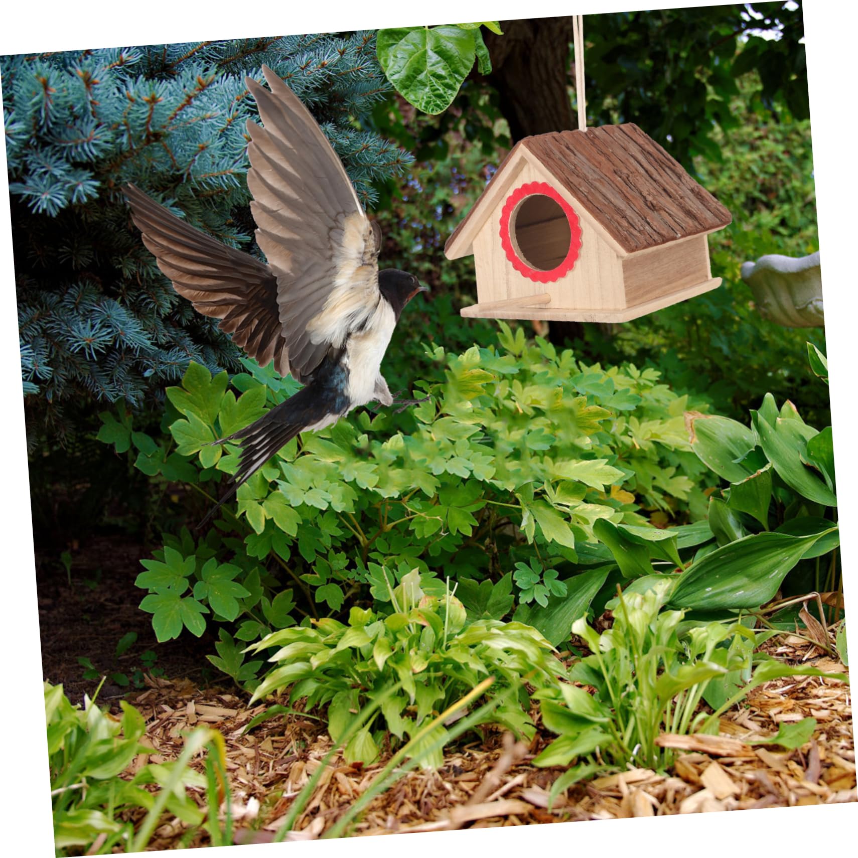 VANZACK 3piezas Casa De Pájaros De Madera Natural para Jardín Exterior para Aves Refugio Seguro para Gorrión y Periquitos Diseño Rústico y para Patio y