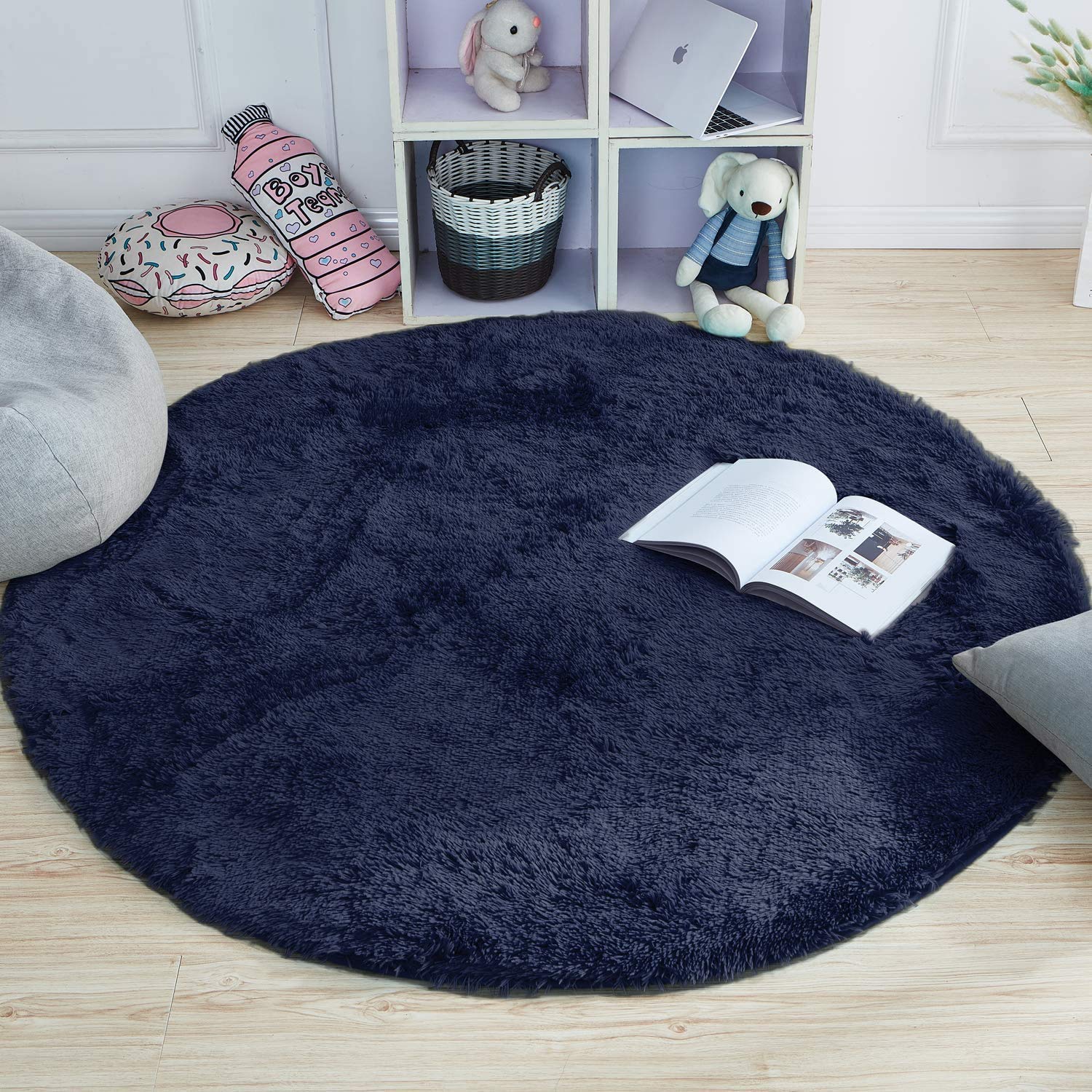 EKEFFY Round Shaggy Fluffy Rug (Blue, Polyester & Polyester Blend, 4 x 4) (B08CBLBMT1) Amazon Price History, Amazon Price Tracker