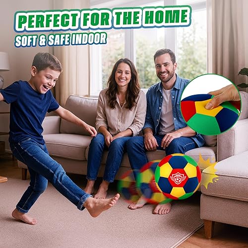 Miniatura 2 de HopeRock Balón de fútbol para casa, pelota de fútbol de espuma suave para interiores, tamaño 4 para niños, para tu pelota en casa, diversión ligera