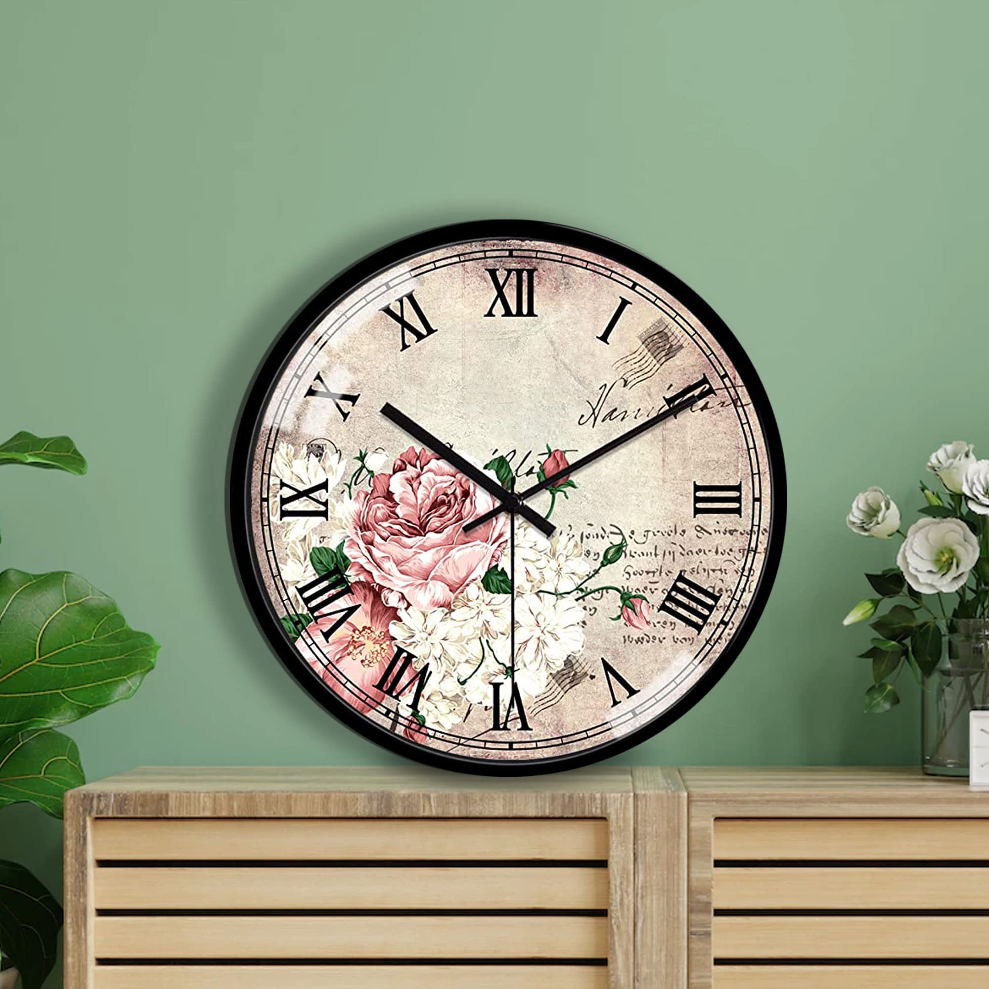 VIKMARI Moderne Zwart Goud Wandklok, Grote Stille Wandklok Met Niet Tikkende Functie Voor Woonkamer Keuken Kantoor Slaapkamer 30cm