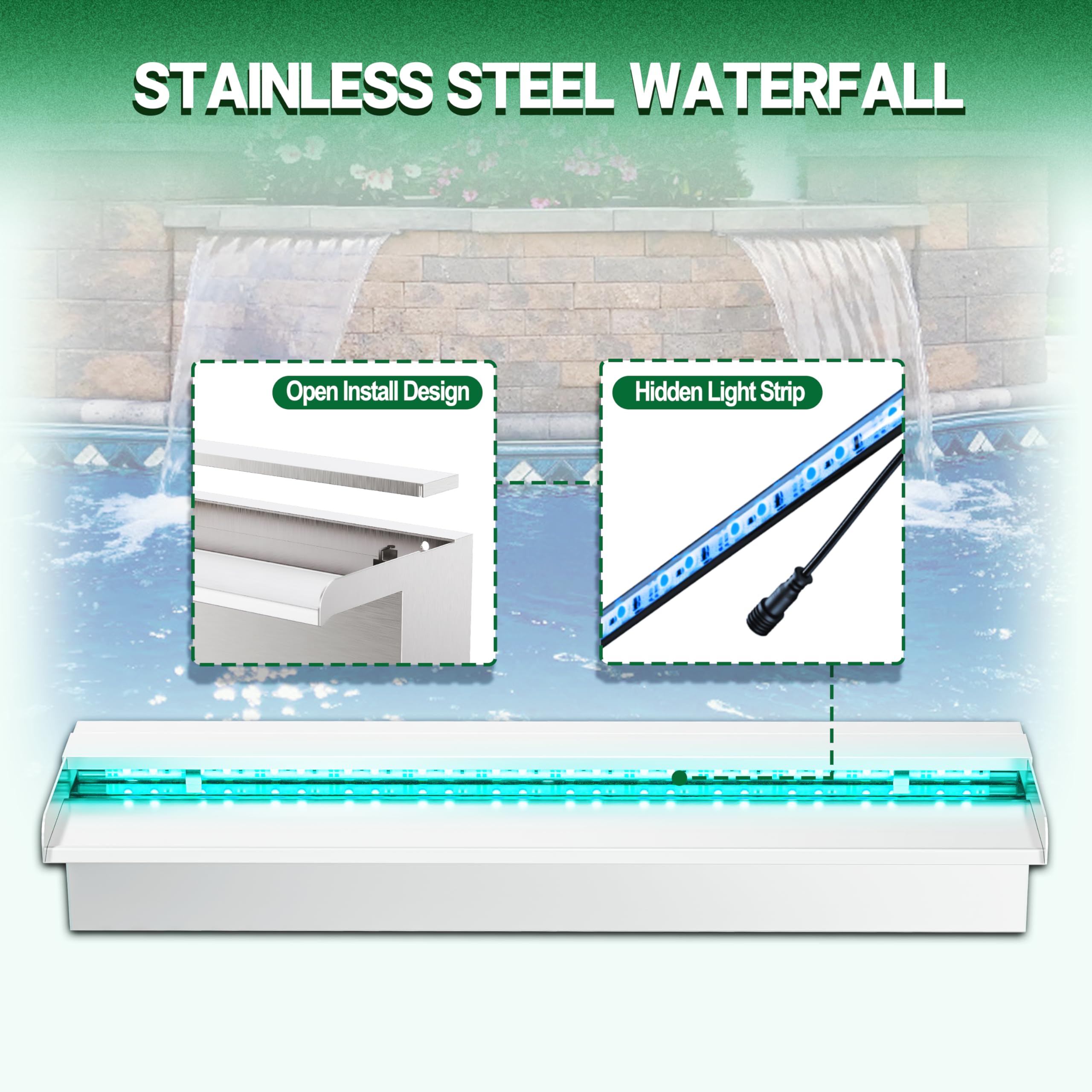 Kit Lama Cascata LONGRUNNEW Per Laghetto - Acrilico 60cm, Uscita Curva, Con Pompa E Accessori, Per Giardino - Foto 12