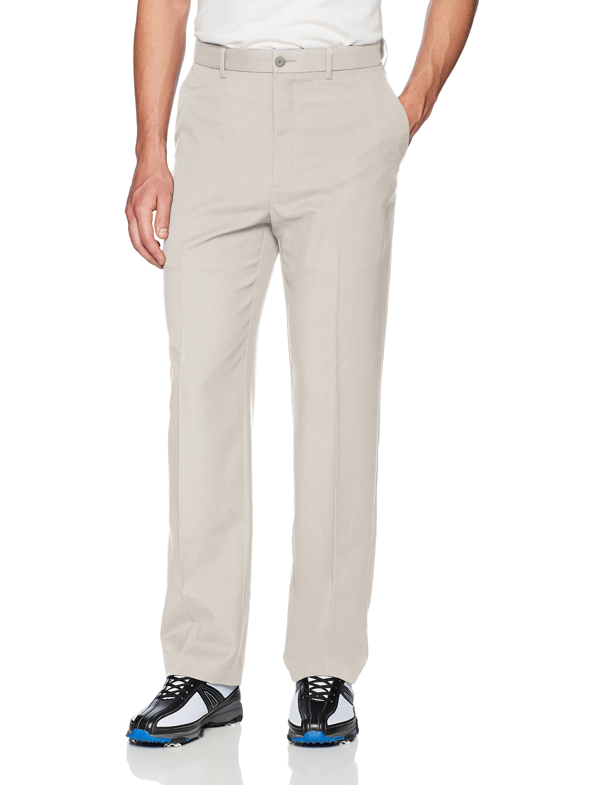 PGA TOUR Men's Flat Front Golf Pant with Expandable Waistband, Silver Cloud, 36X30