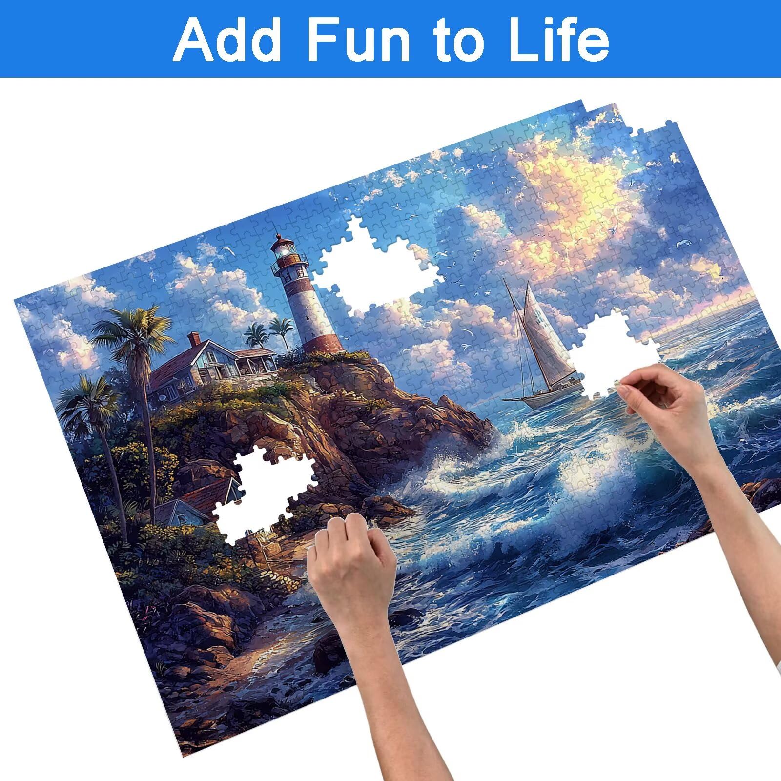 Puzzle 3000 Pezzi Paesaggio, Puzzle Faro 3000 Pezzi Arte per Adulti e Bambini, Misura: 122x81 cm, Puzzles Legno per Adulti con Squisita Scatola di Imballaggio, Idea Regalo Donna, Regalo Uomo, -8951