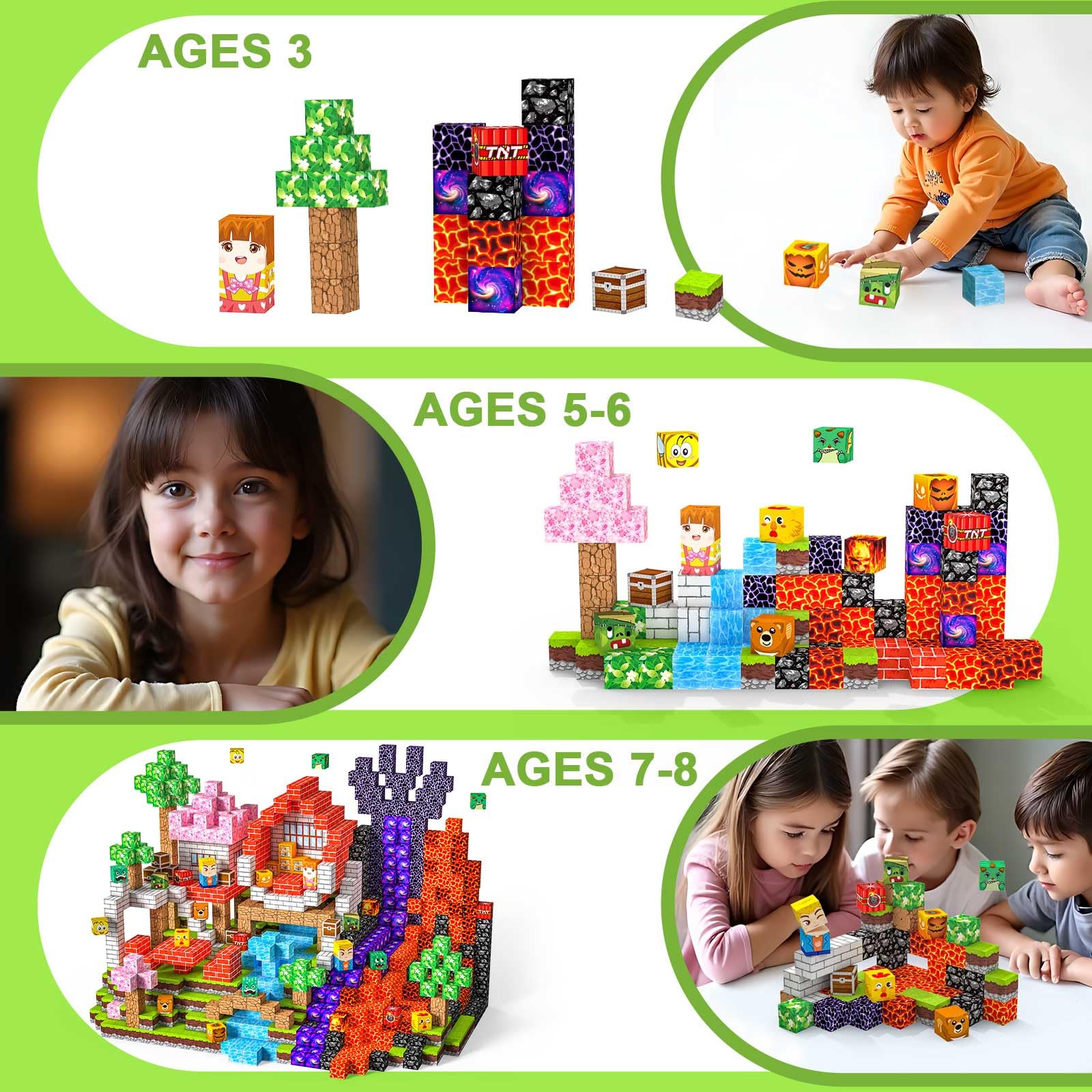 Costruzioni Magnetiche per Bambini 100 PCS 2CM 3+ Giochi Cubi Magnetici, Blocchi Building Blocks Giocattoli Montessori a Partire da 3 4 5 6 7 8 9 10 11 12 Anni Regali di Compleanno per Ragazzi