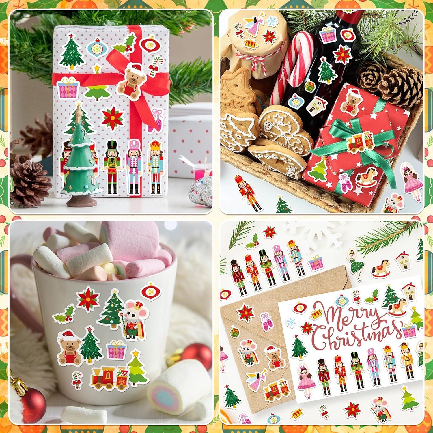 JarThenaAMCS Christmas Nutcracker Foam Stickers Pink Xmas Cartoon Self-Adhesive Sticker Decals for DIY Art Crafts Winter Holiday Party Supplies, 300Pcs - Image 7