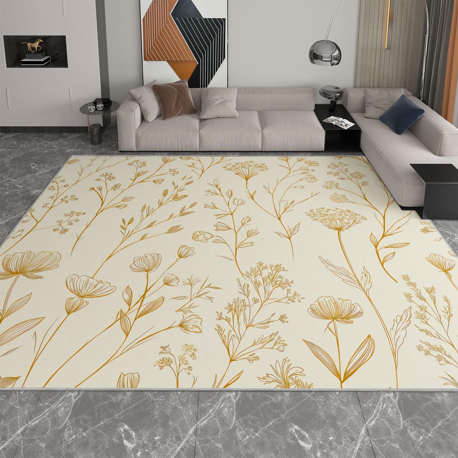 Ultramiękki dywanik flanelowy 120 x 180 cm w stylu akwarelowym w stylu kwiatowym, nowoczesny antypoślizgowy i zmywalny dywan do salonu i sypialni - wzór 3D, krótkie włosie i łatwy do czyszczenia