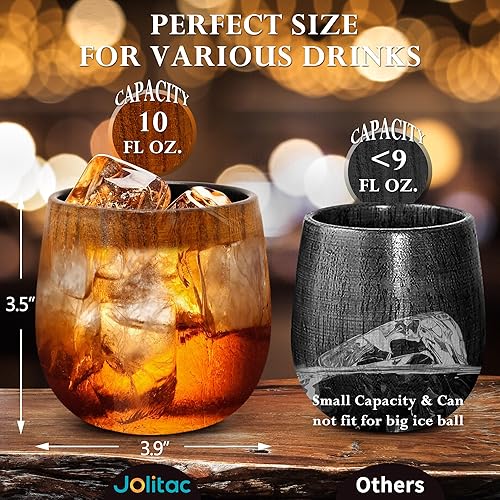 Miniatura 2 de Vaso de madera carbonizada de bourbon  Regalos únicos de whisky para hombres, papá, hermano, vaso antiguo de interior quemado de 10 onzas  Vasos de