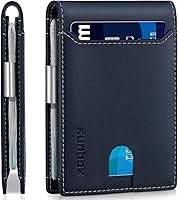 Vista 121 de RUNBOX - Carteras delgadas para hombre, cartera de piel con pinza para el dinero, cartera de bolsillo frontal con bloqueo RFID, tarjetero Negro