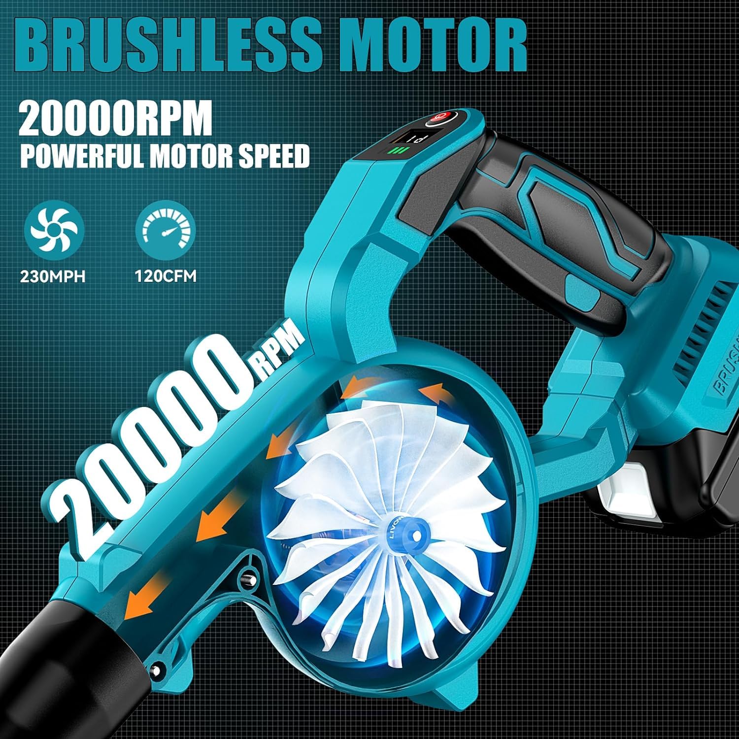 Soplador de hojas con batería Makita de 18 V, 230 MPH 2 en 1, soplador de hojas eléctrico y aspiradora, motor sin escobillas, 3 velocidades, soplador de hojas manual para jardín, hojas, nieve, sin