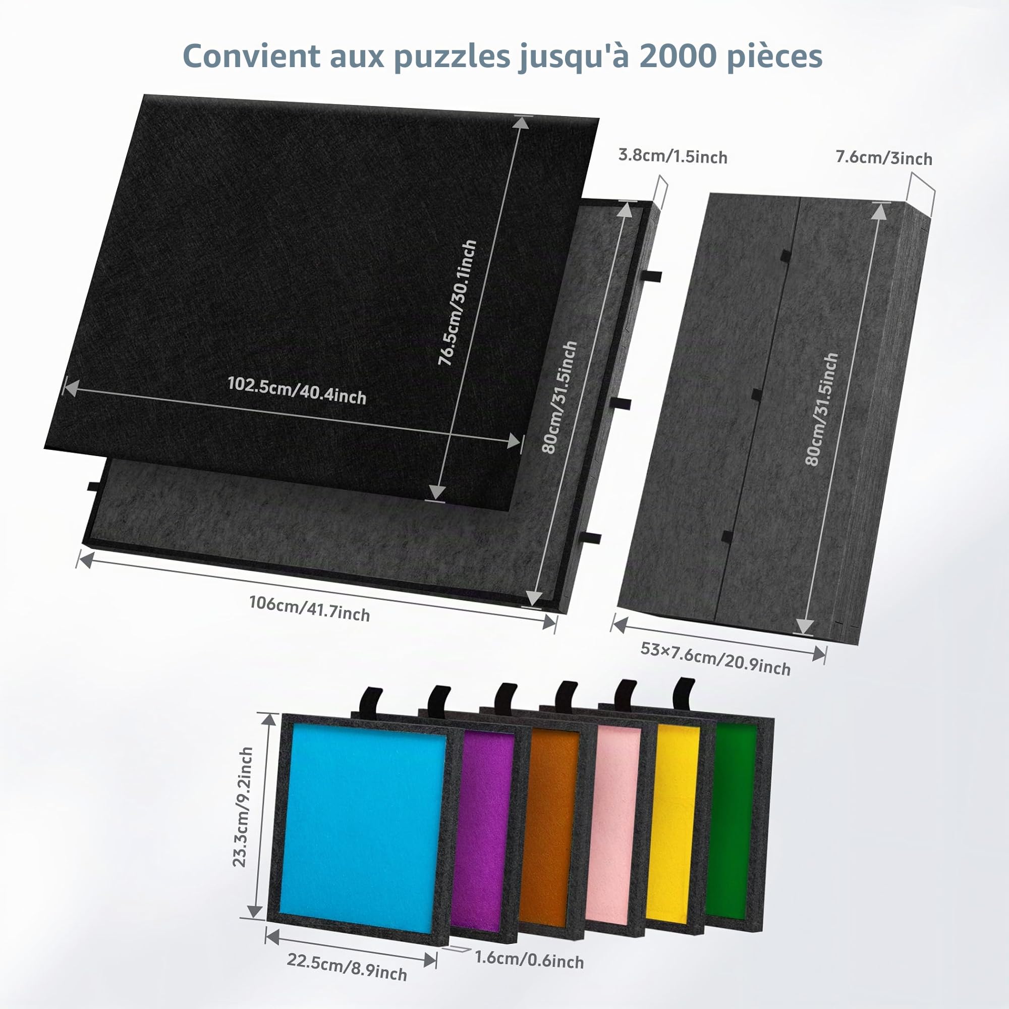 Becko US Planche de puzzle pliable et inclinable de 2000 pièces avec 6 tiroirs et couvercle, table de puzzle légère et portable avec support intégré pour le réglage de l'angle, pour puzzles de 2000