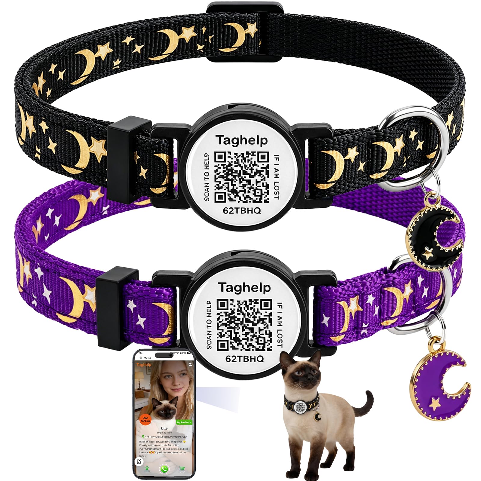Collar para mascotas separable reflectante y etiqueta inteligente para rastreo de gatos