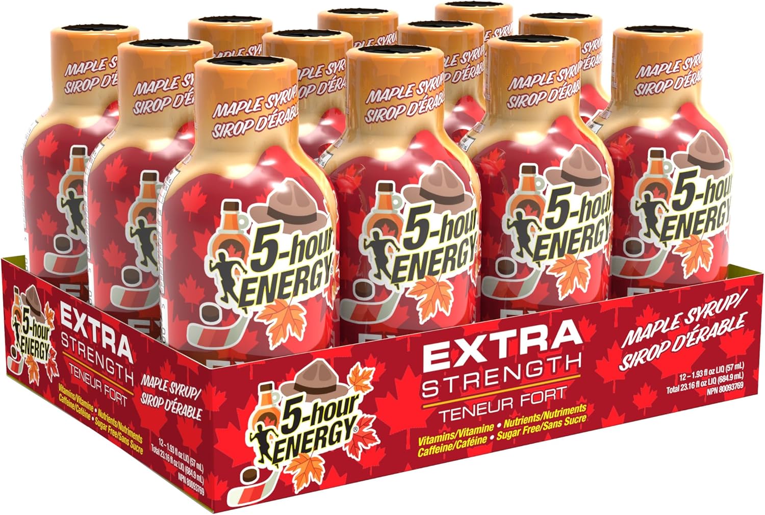 5-hour Energy - Extra Strength - Maple Syrup - 1 box of 12 x 57ml - Caffeine 5 Hour Energy Extra Strength Mg