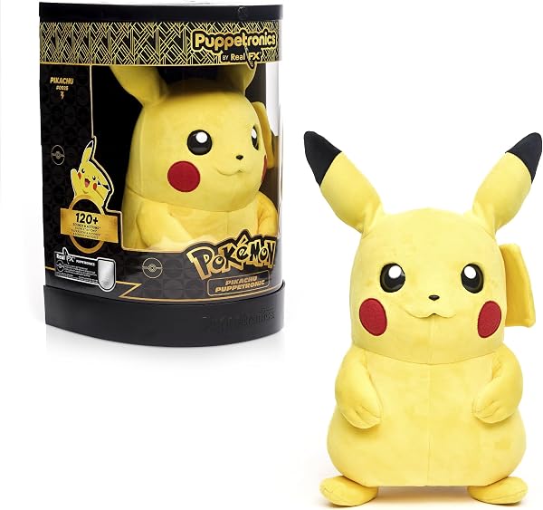 Wow! Stuff Pokémon Pikachu Puppetronic by RealFX I Interaktive Handpuppe 40 cm I 120+ Geräusche & Aktionen I Beweglicher Mund, leuchtende Wangen, blinzelnde Augen, bewegliche Ohren I ab 8 Jahren - 1