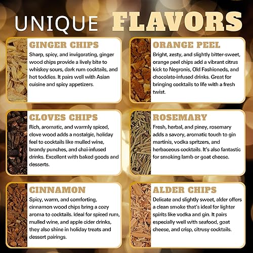 Miniatura 3 de 12 virutas de madera para ahumador de cócteles/pistola ahumadora | Virutas de madera para ahumar whisky/bourbon/Old Fashioned | Cerezo, manzana,