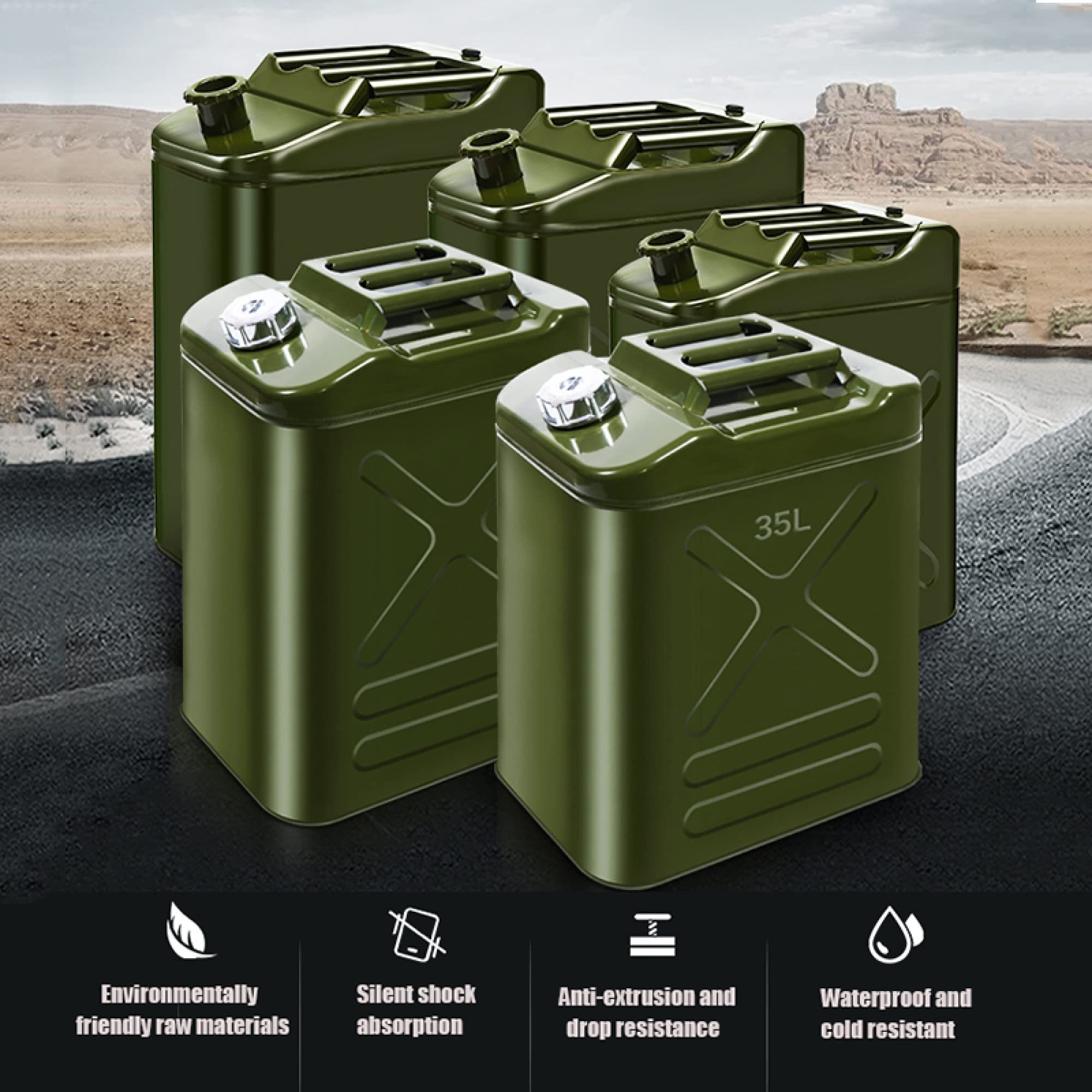 Tanica per gas in metallo Tanica per carburante Emergenza Backup 10-40L/2.2-8.8 Gal Secchio per serbatoio per benzina Diesel con tappo in alluminio, per carburanti Auto a benzina, camion, attrezzature
