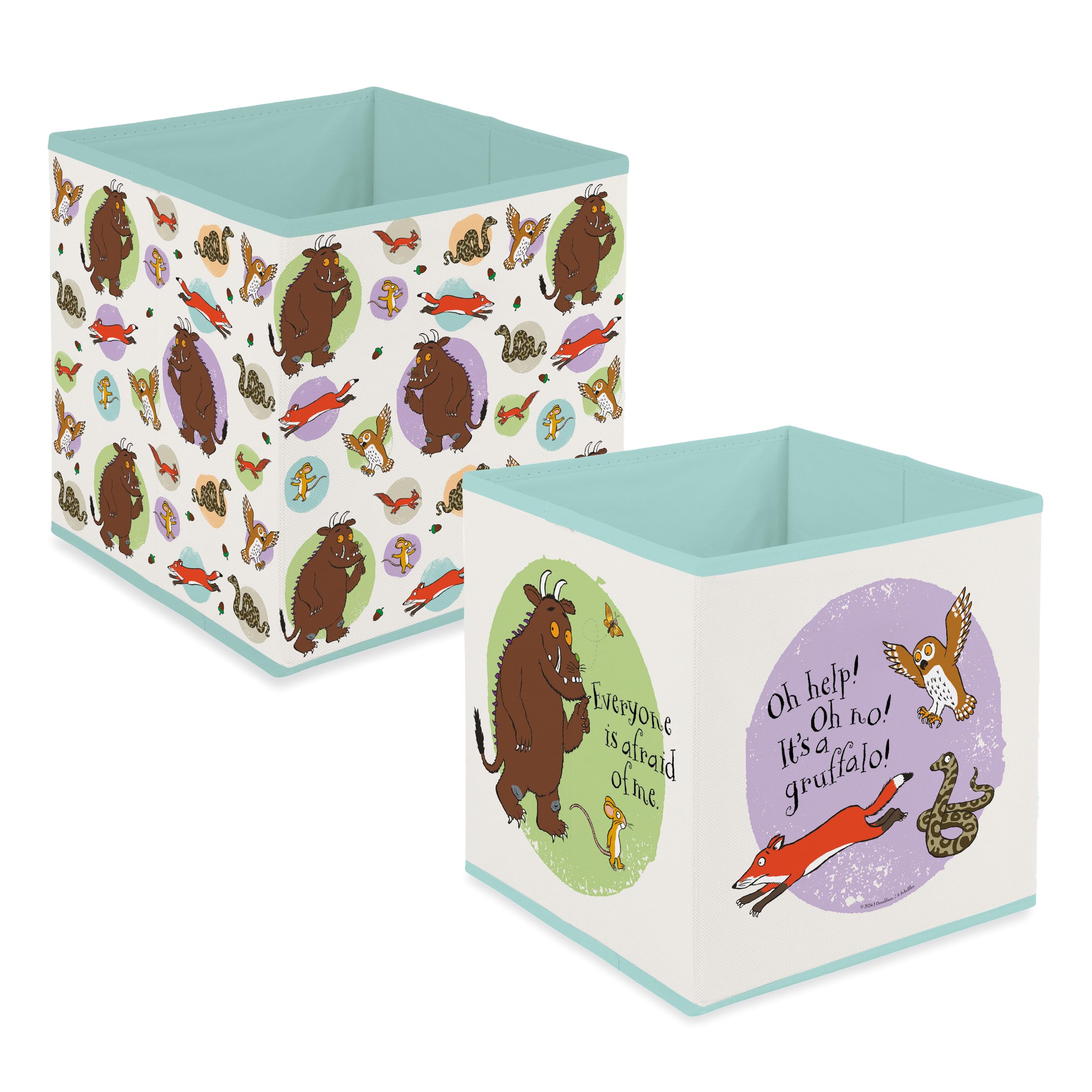 Robert Frederick The Gruffalo Fabric Storage Cubes | Pack of 2 Foldable Collapsible Storage Boxes | Durable Kids Room Organiser for Toy, Book & Clothes Storage | Official Licensed Product