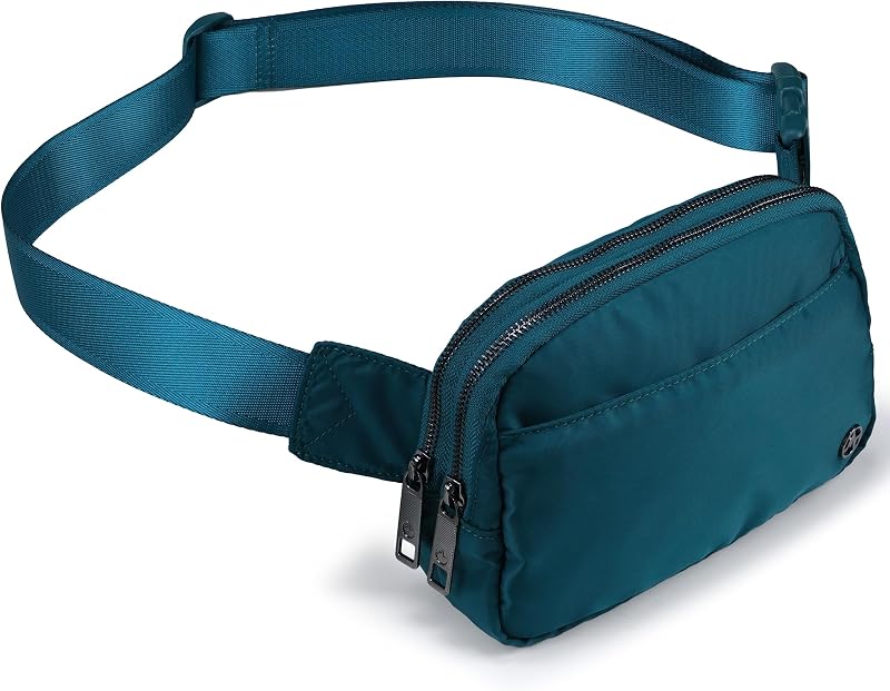 Nylon Fanny Pack Belt Bag for Women with 5 Zipper Pockets