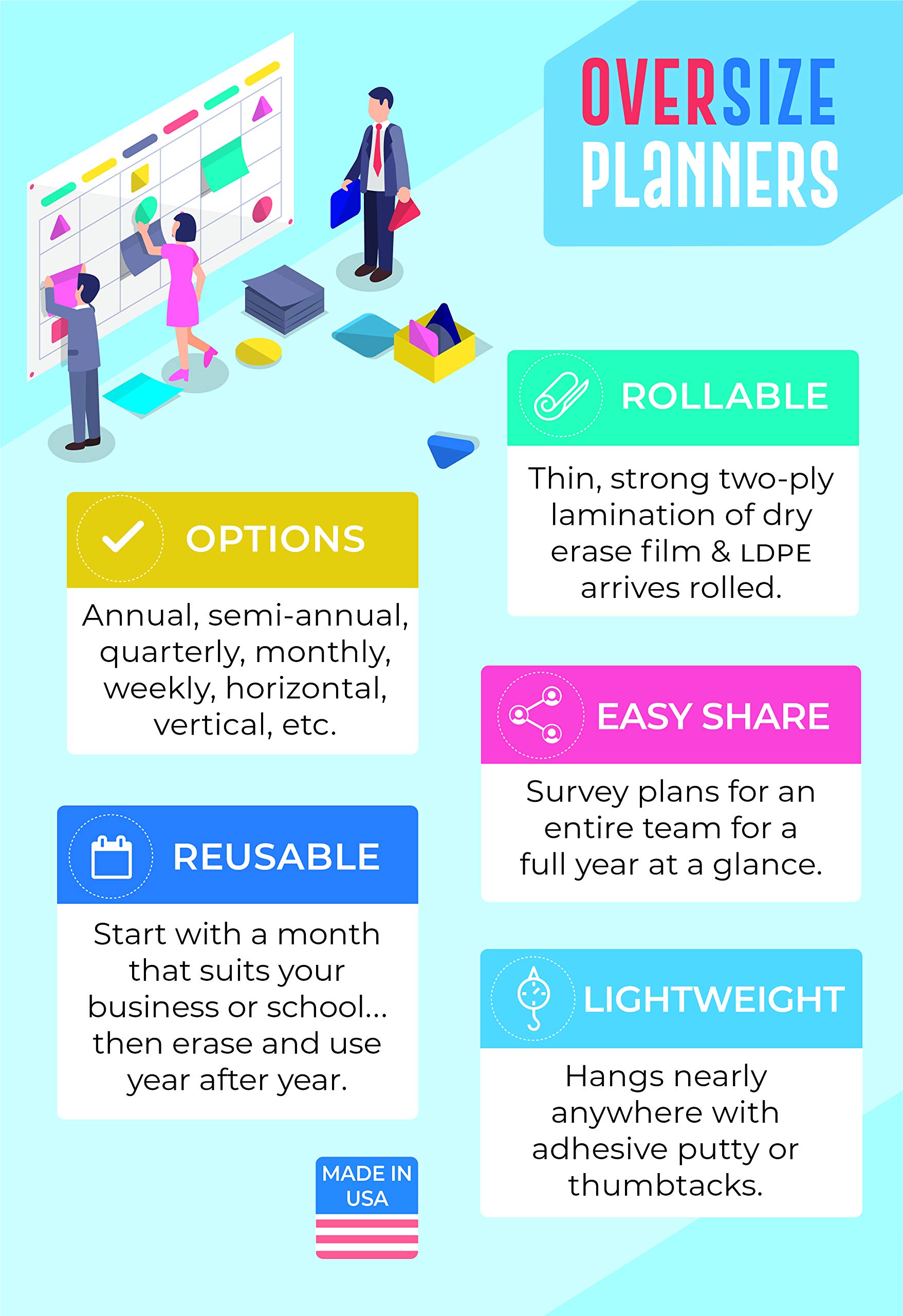 6 Month Large Dry Erase Calendar for Wall 36 x 72 inch Office Wall