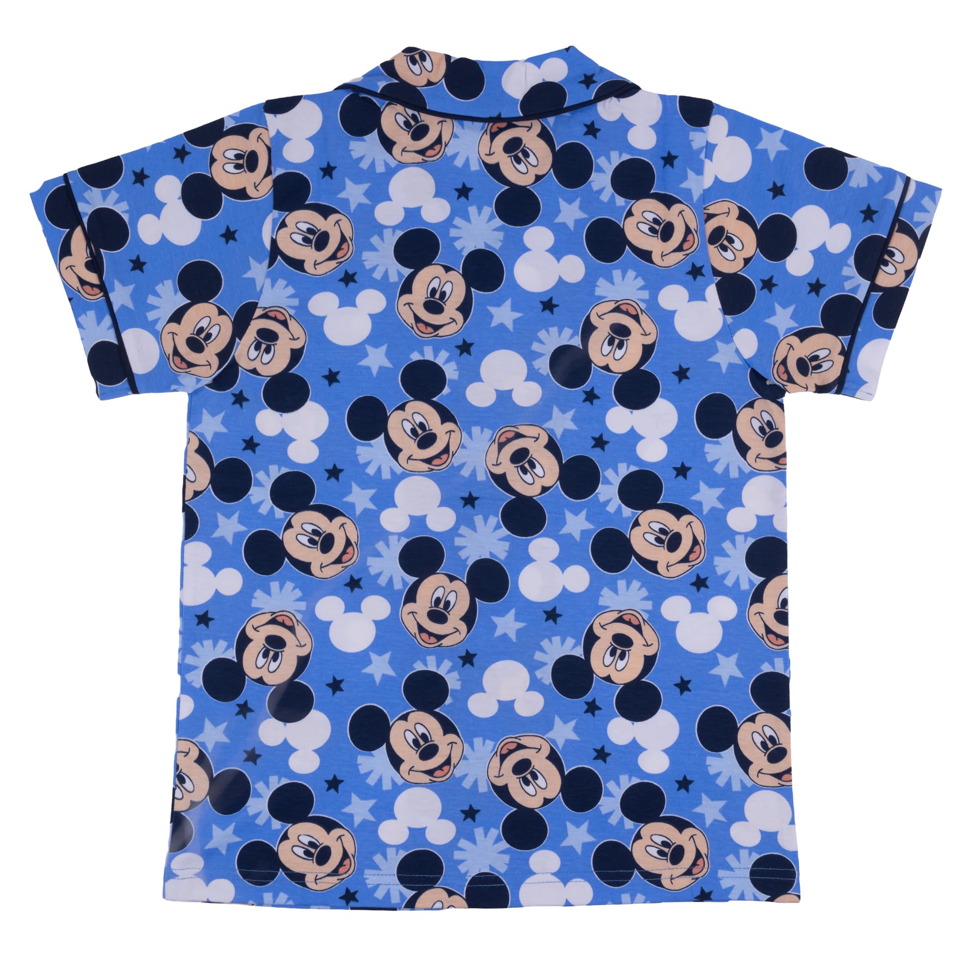 Disney Topolino/Mickey Mouse, 100% Cotone con Bottoni Pigiama a Maniche Corte, Blue, Blu