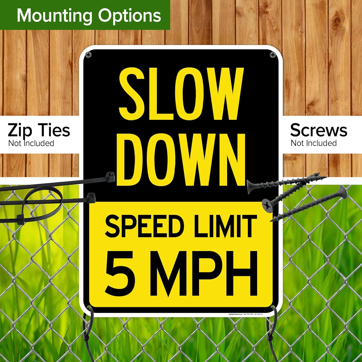 Slow Down Speed Limit Sign 5 MPH, 18"x24" Polyethylene, Indoor/Outdoor Use, USA MADE By My Sign Center