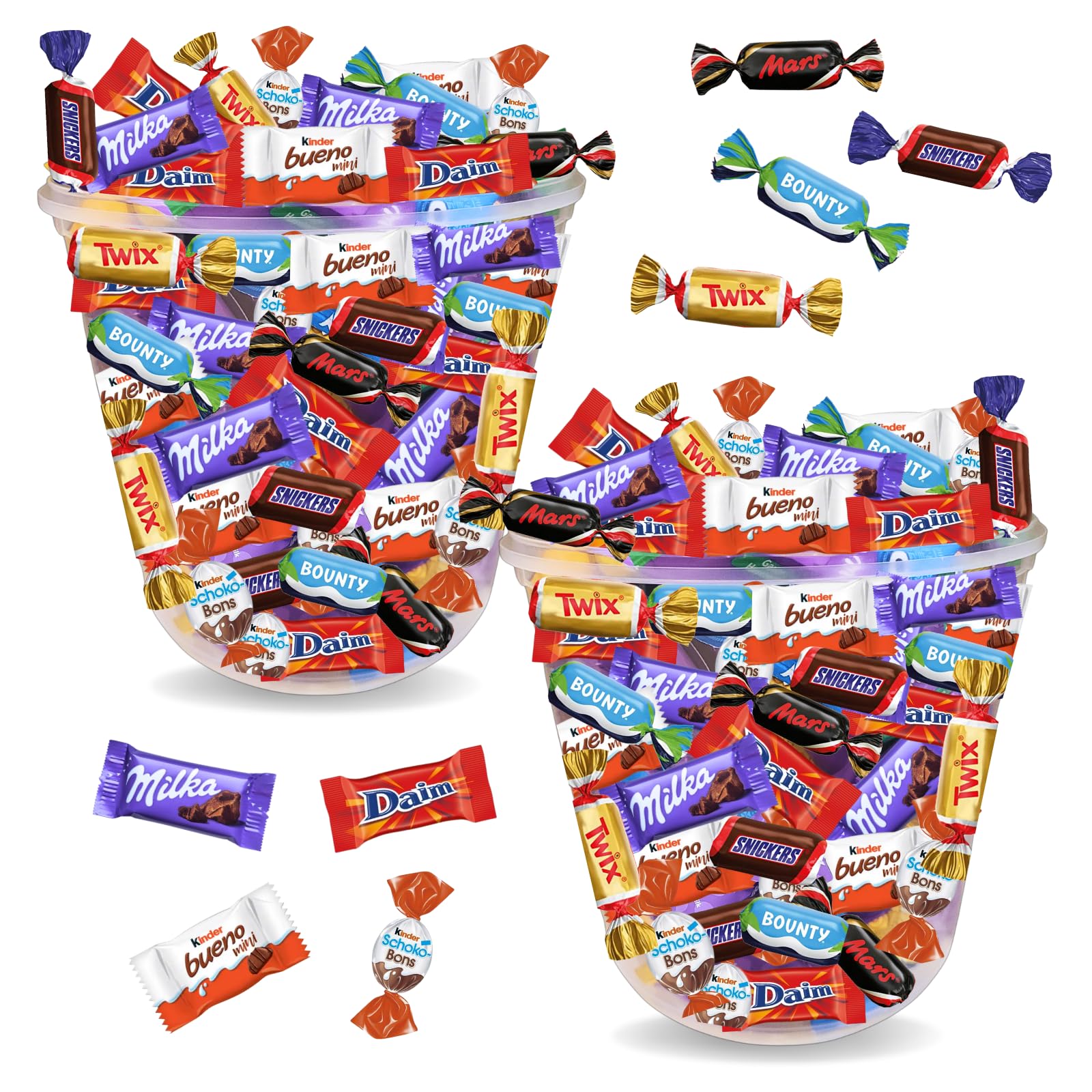 KINDER, MILKA, Célébration, DAIM - Assortiment de 2x120 chocolats | Coffret Idéal à Offrir ou à Partager pour un Anniversaire, une Fête, un Evènement - Mini Chocolats pour Candy Bar, Pinata