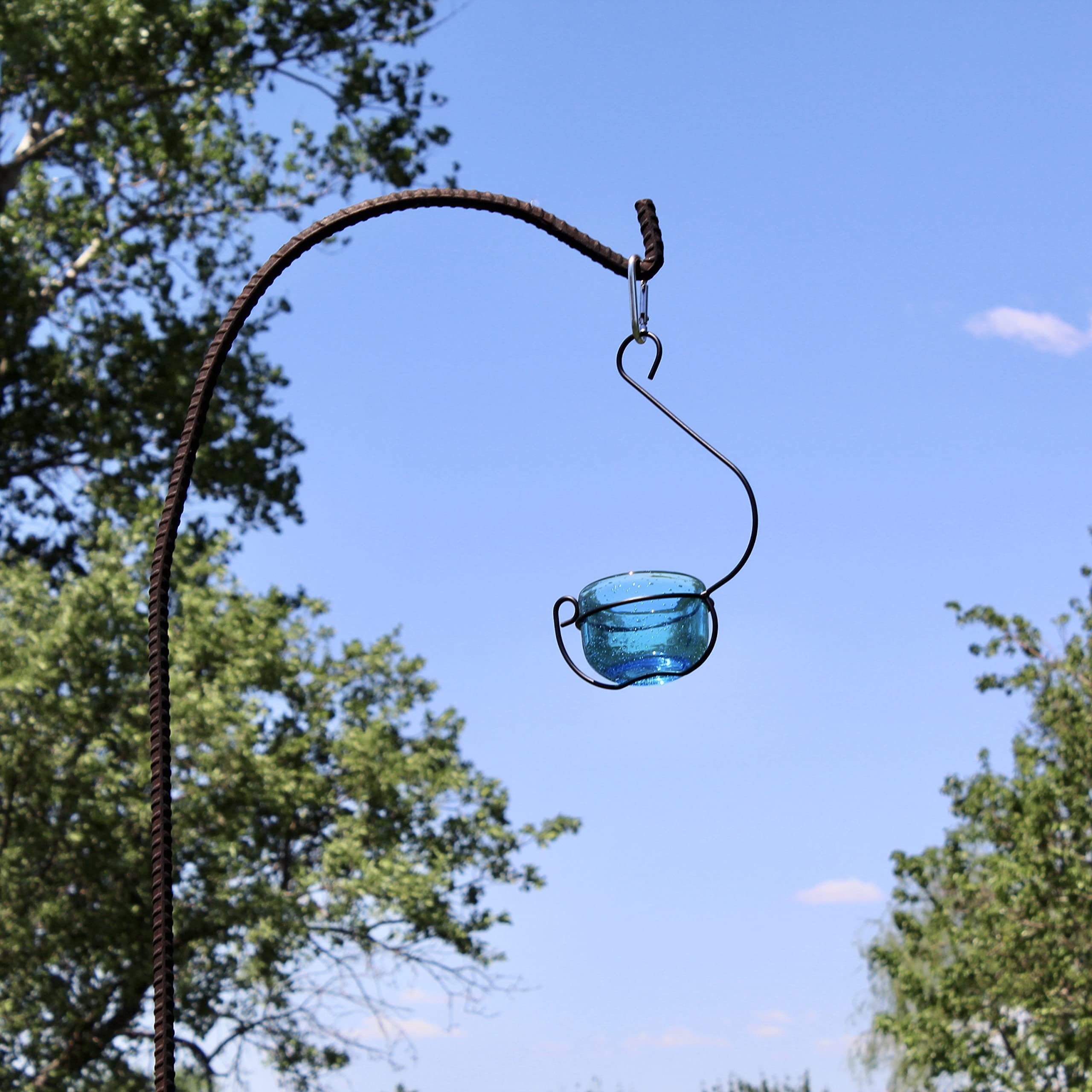 Vogelfutterstation, blaues Blasen-Glas, zum Aufhängen, für Leckerlis (blau)