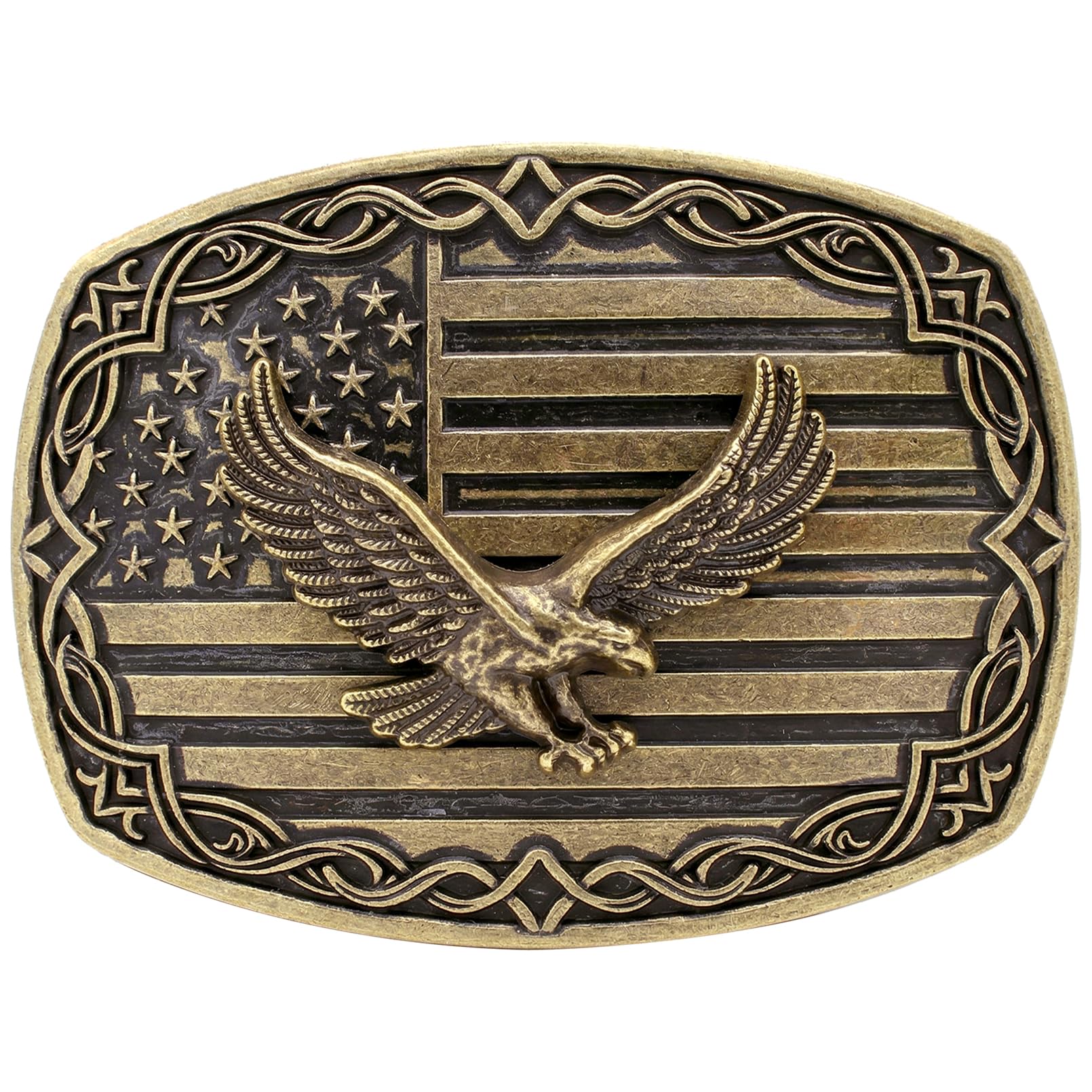 HUABOLA CALYN Long Horn Bull Belt Buckles for Men Women American Flag Texas Star Belt Buckles