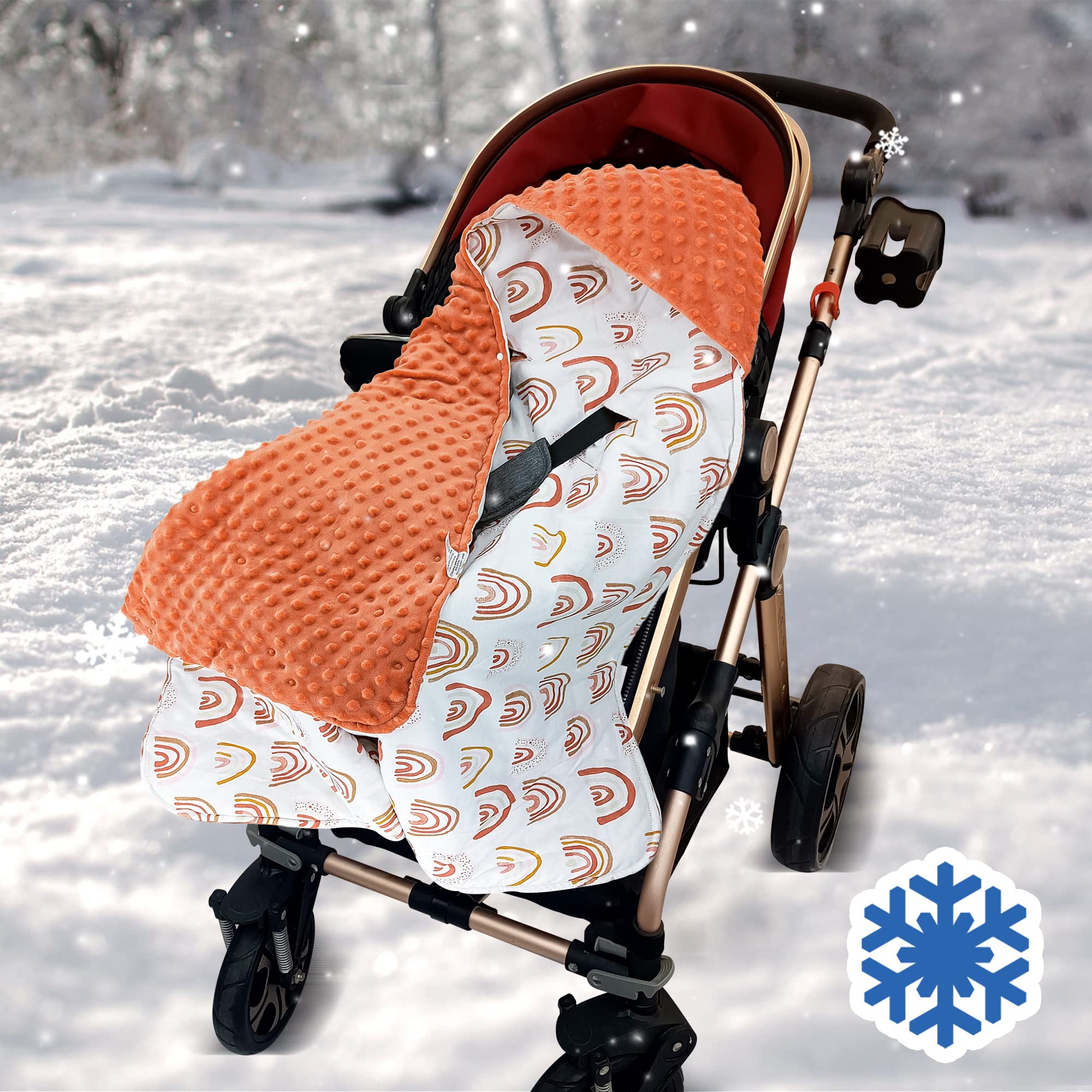 Miracle Baby Coperta Avvolgente in Cotone 90x90cm, Copertina Multifunzionale Universale per Neonati, Passeggino, Ovetto e Seggiolino Auto, Reversibile per Autunno e Inverno, Arcobaleno