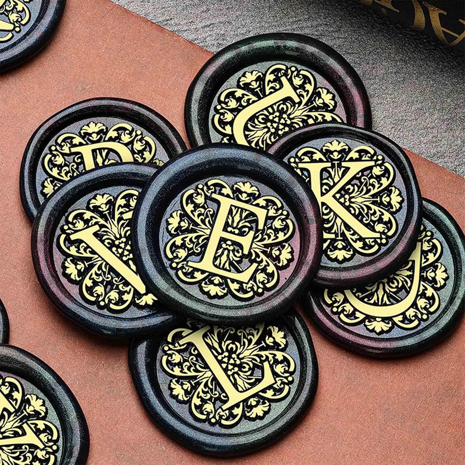 Letter Wax Seal Stamp Kit - 26PCS Wax Stamp for Initial Sealing, 0.98 Inch/25mm Baroque Brass Seal, Alphabet Stamps with Handle (26PCS Letter Set)