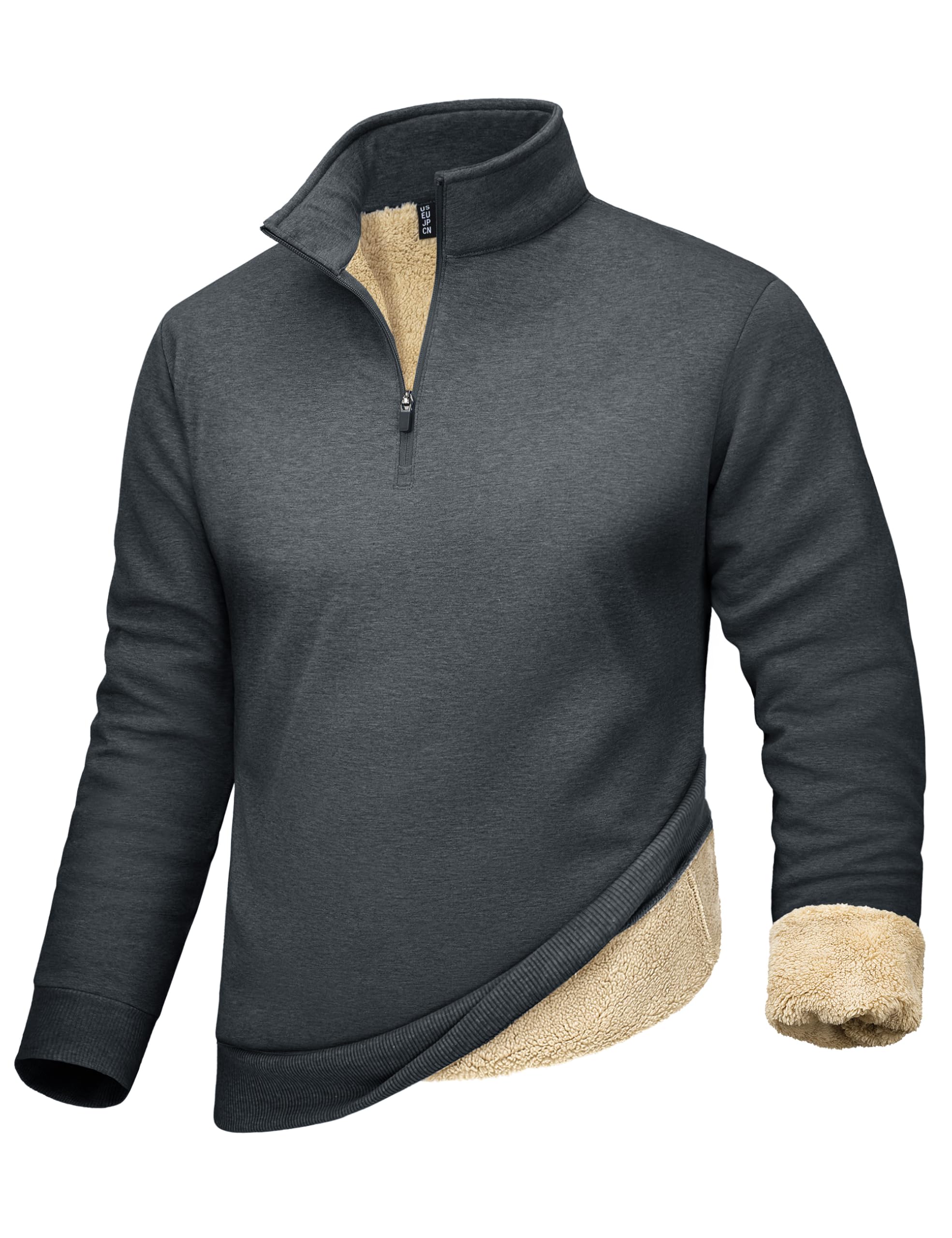 MAGCOMSEN Pullover Herren Heavyweight Sweatshirt Half Zip Fleecepullover | 1/4 Zip Fleece Pullover,Weich,Warm,Quarter Zip Herren,Arbeit,Outdoor,Freizeit,Ideal für Herbst und Winter