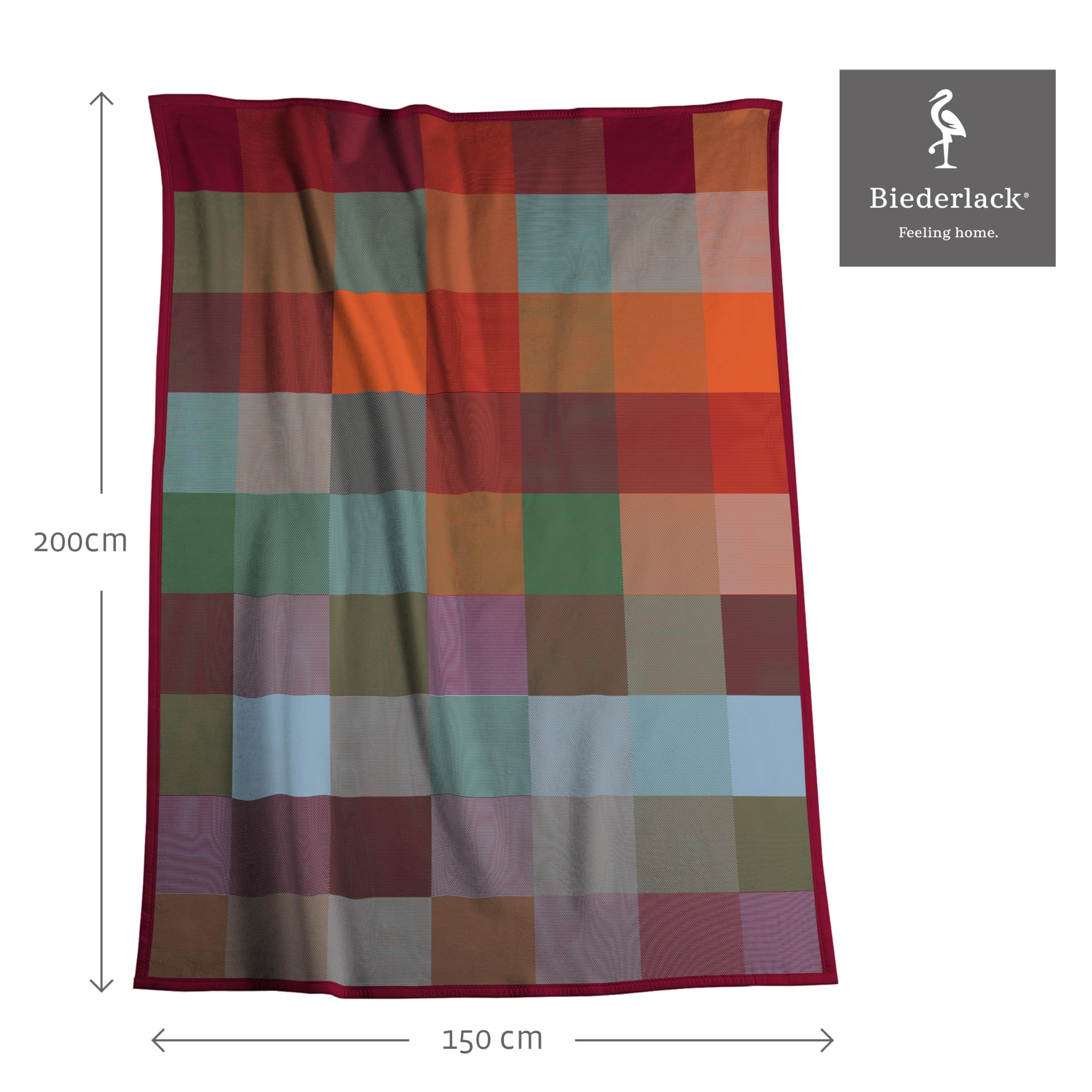 biederlack® Flauschige Kuscheldecke Pure Cotton Karo I Made in Germany I Öko-Tex Made in Green I bunt Karierte Wohndecke aus 100% Baumwolle I Couch-Decke 150x200 cm I nachhaltig produziert