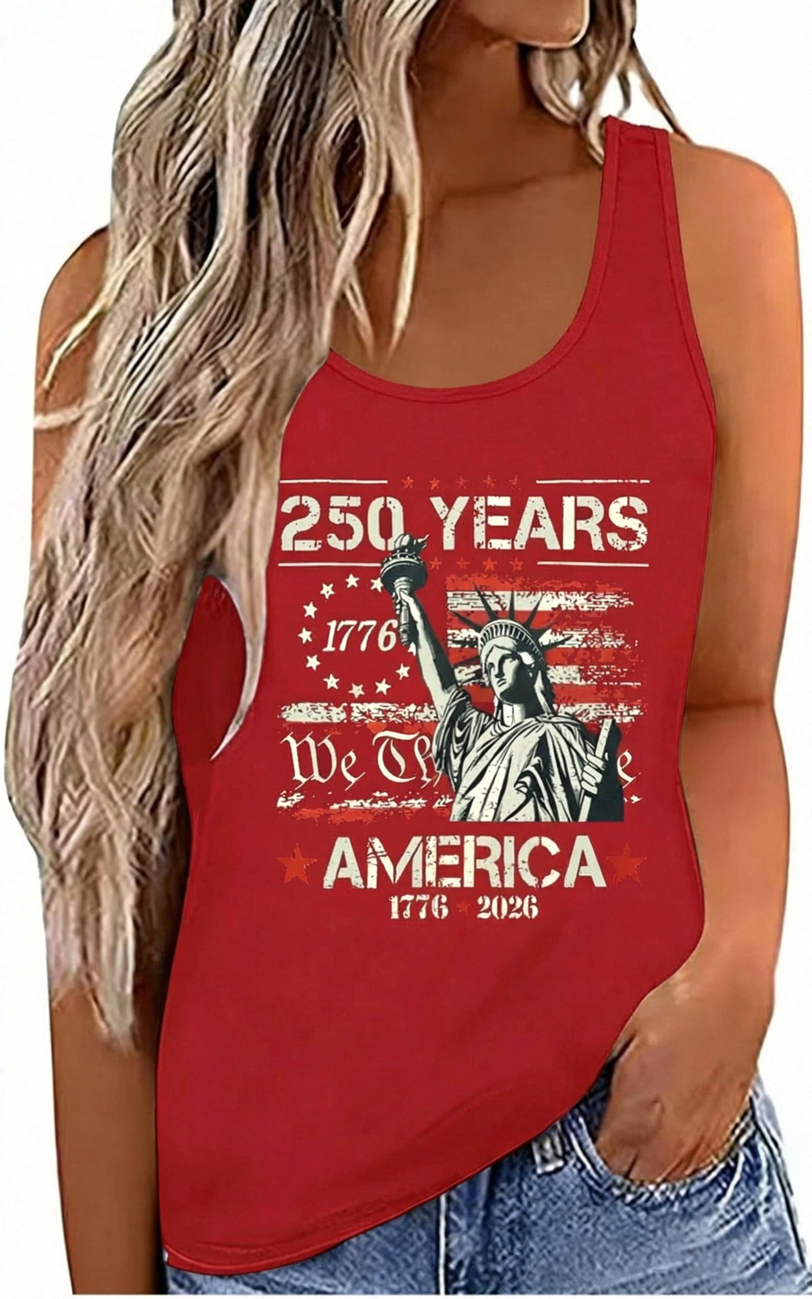 250 Anniversary USA Tank Top - 250th American Flag Shirts Statue of Liberty Sleeveless Tees 4. Juli Outfits