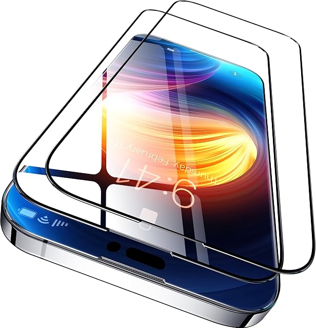 CASEKOO Full Coverage Tempered Glass Designed for iPhone 14 Pro Max Screen Protector [9H Military Shatterproof Protection] Easy Install Bubble Free Clear Protective Film Case-friendly 6.7'' 2-Pack
