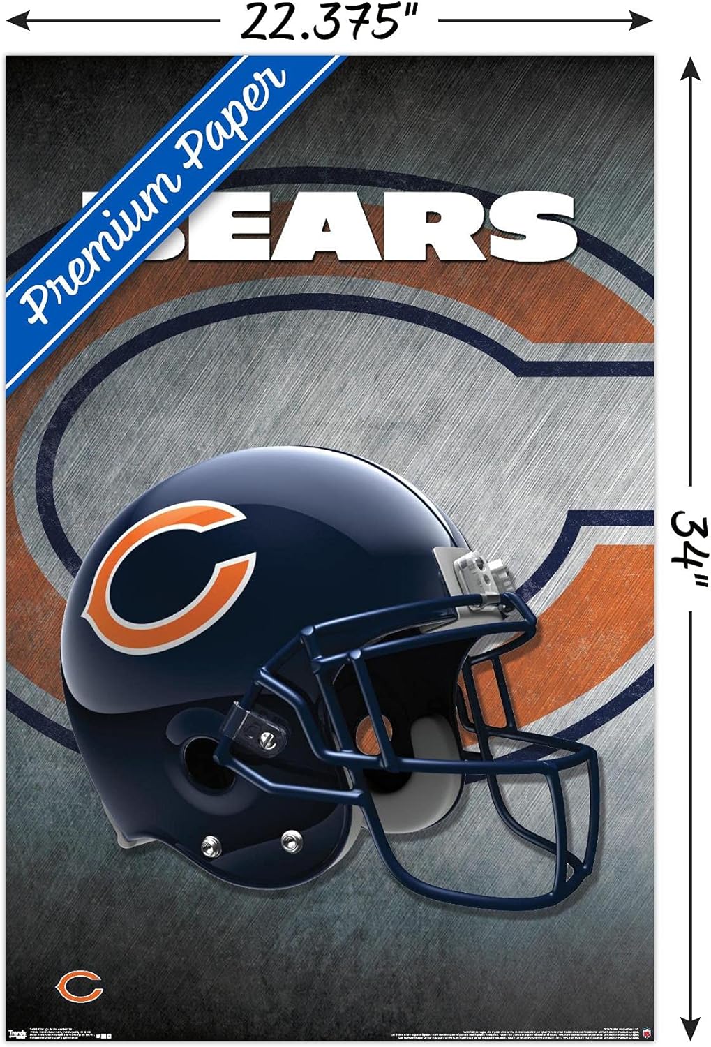 Trends International NFL Chicago Bears - Helmet 16 Wall Poster, 22.375" x 34", Premium Unframed Version - Image 3