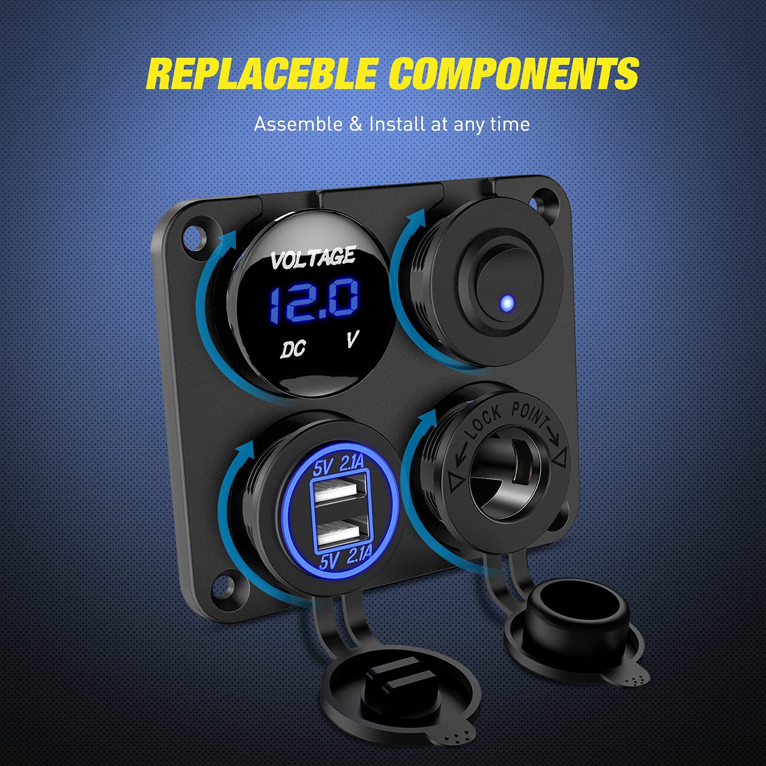 Nilight 4 in 1 ON/OFF Charger Socket Panel Dual USB Socket Power Outlet ...