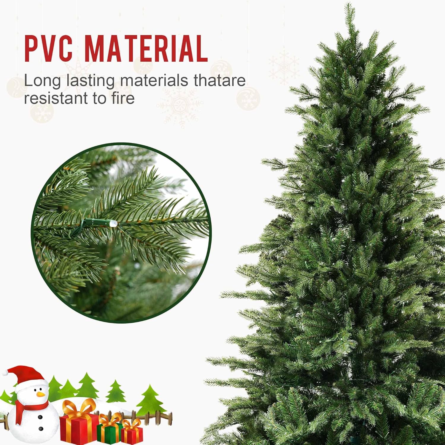 7.5ft Pre-lit Christmas Tree, Artificial Christmas Tree W/3398 PE & PVC Mixed Branch Tips, 500 LED Lights & 9 Lighting Modes, Stand for Home, Office, Party, Commercial